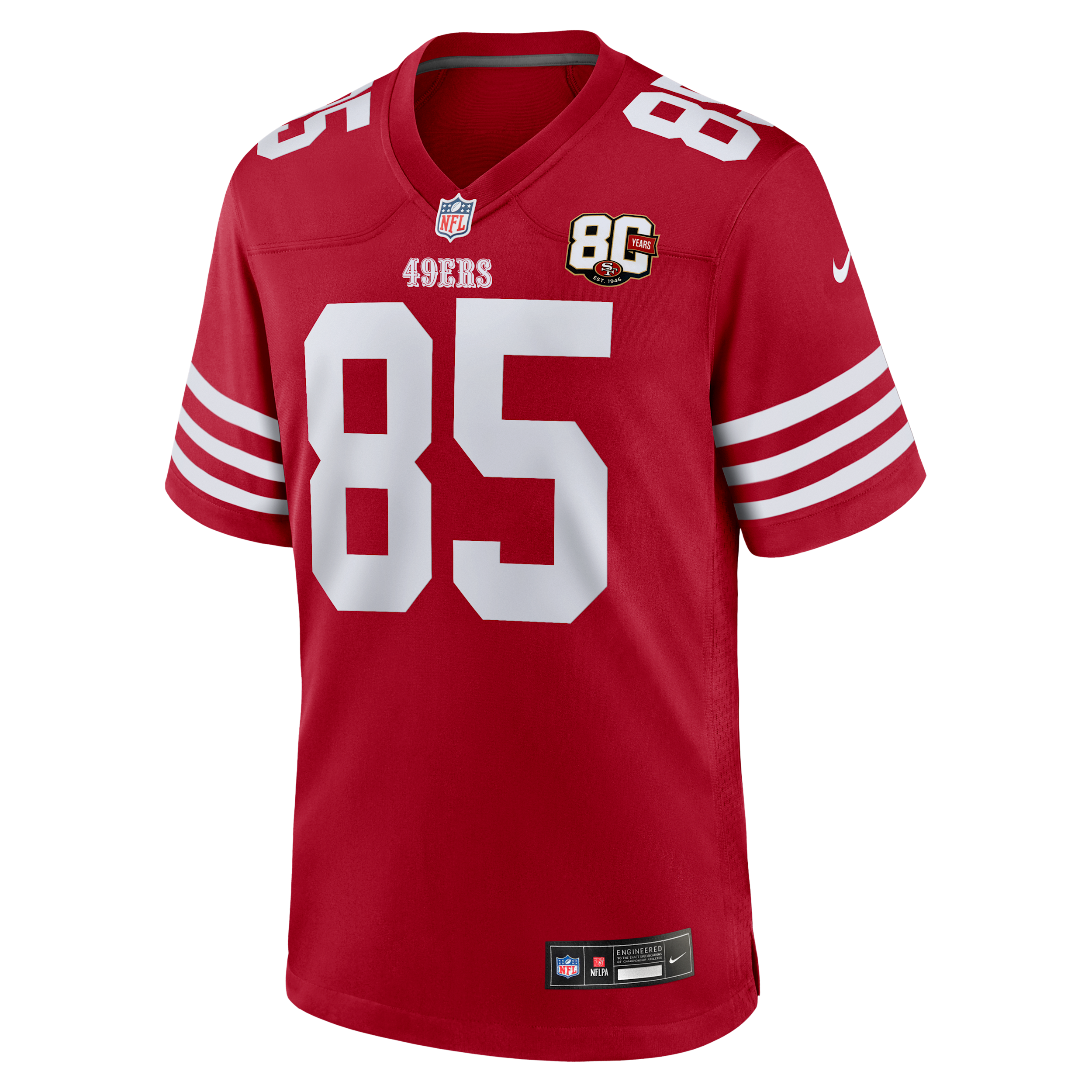 George Kittle San Francisco 49ers 80th Anniversary Nike Men's NFL Game Jersey in Red | 67NMSAGH9BF-2MR