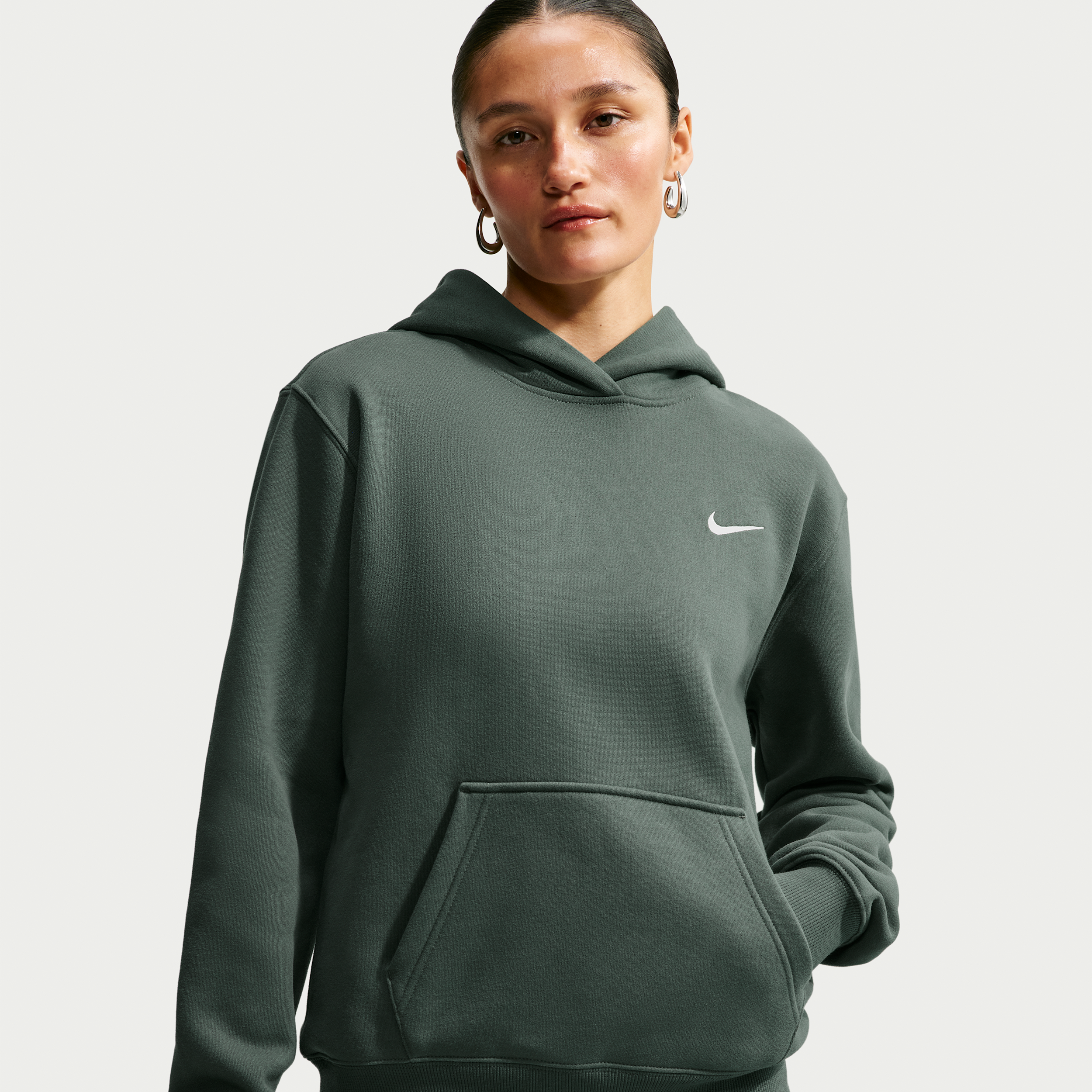 Nike Women's Studio Fleece Medium Weight Pullover Hoodie in Green | IR8301-303
