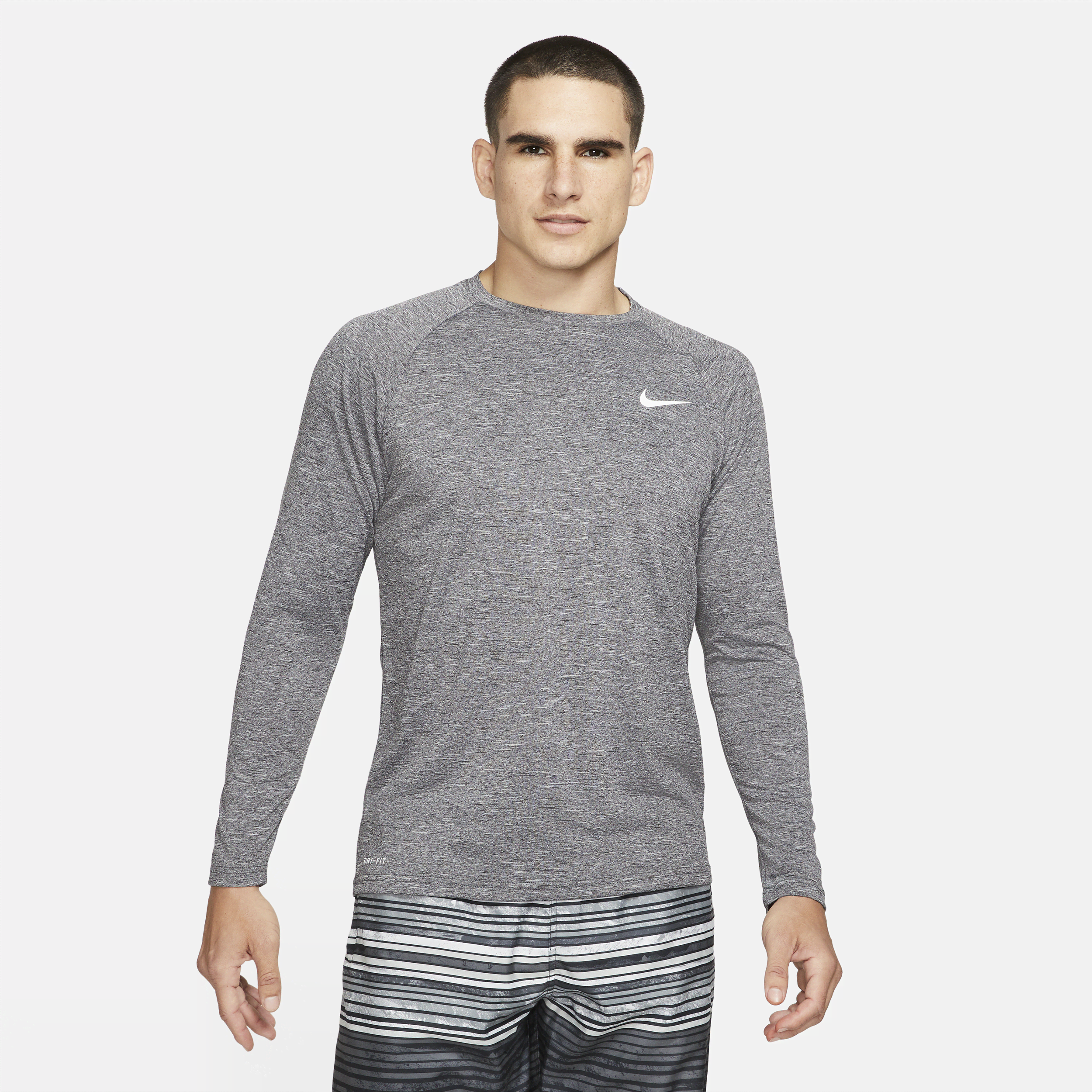 Nike Men's Swim Hydroguard Essential Dri-FIT UV Long Sleeve Top in Black | NESSA590-001