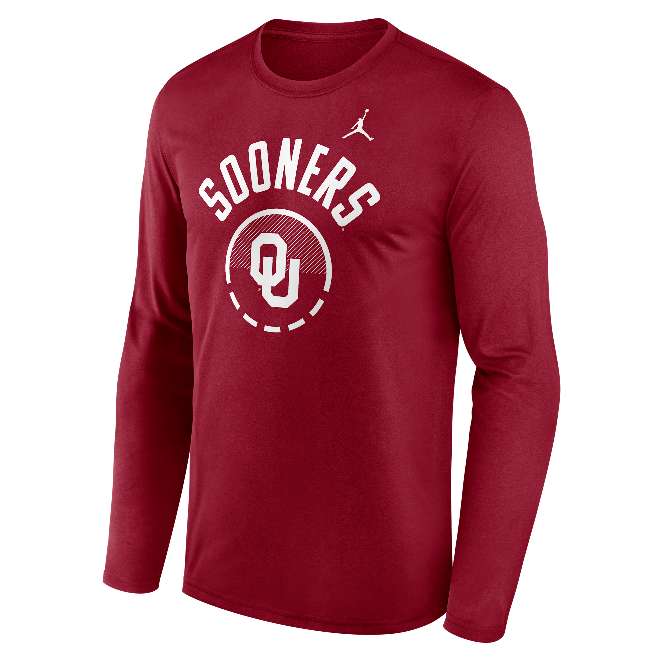 Men's Oklahoma Courtside Jordan Brand Dri-FIT College Long-Sleeve T-Shirt in Red | 0JTJ69WOKN-FFP