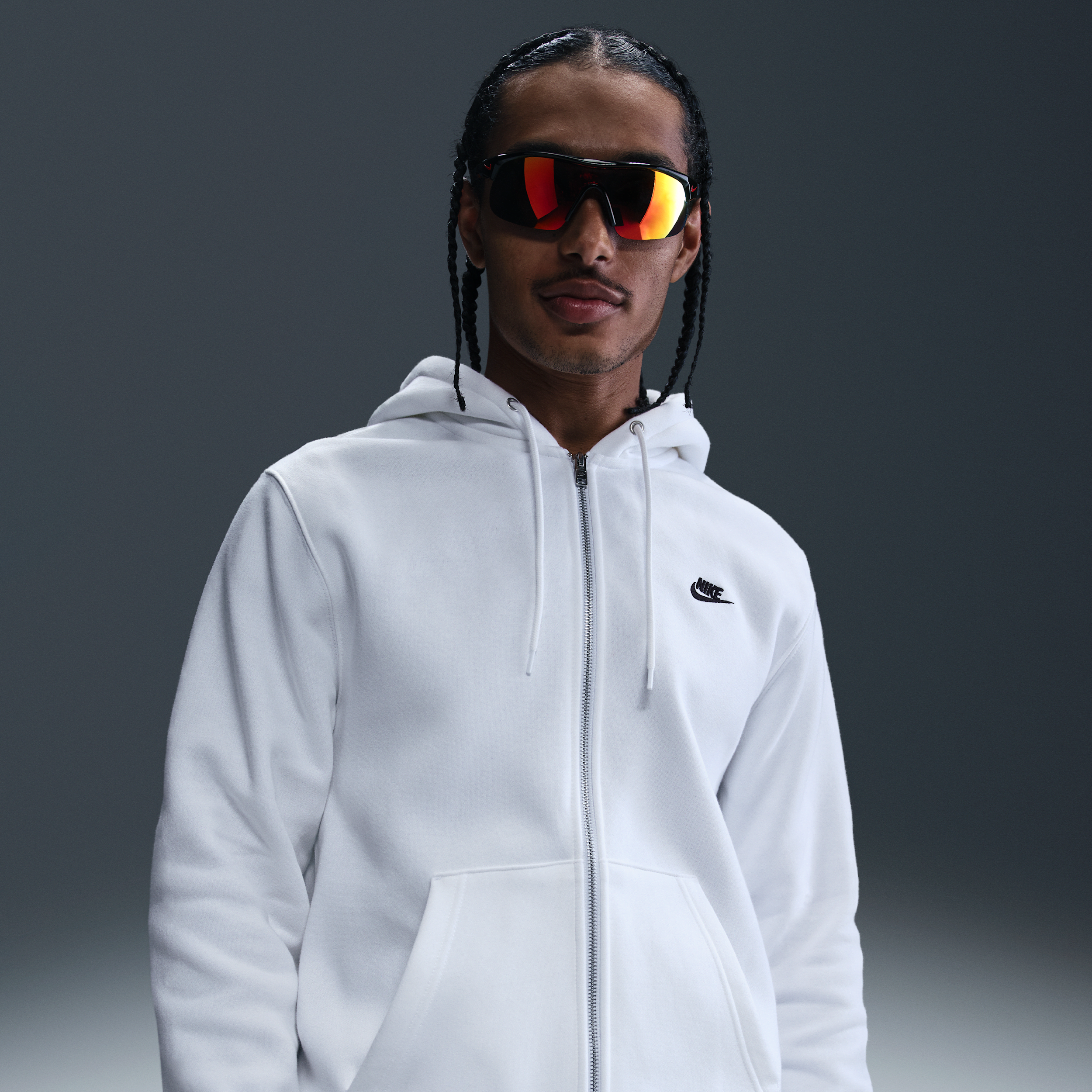 Nike Men's Club Full-Zip Fleece Hoodie in White | FN3861-100