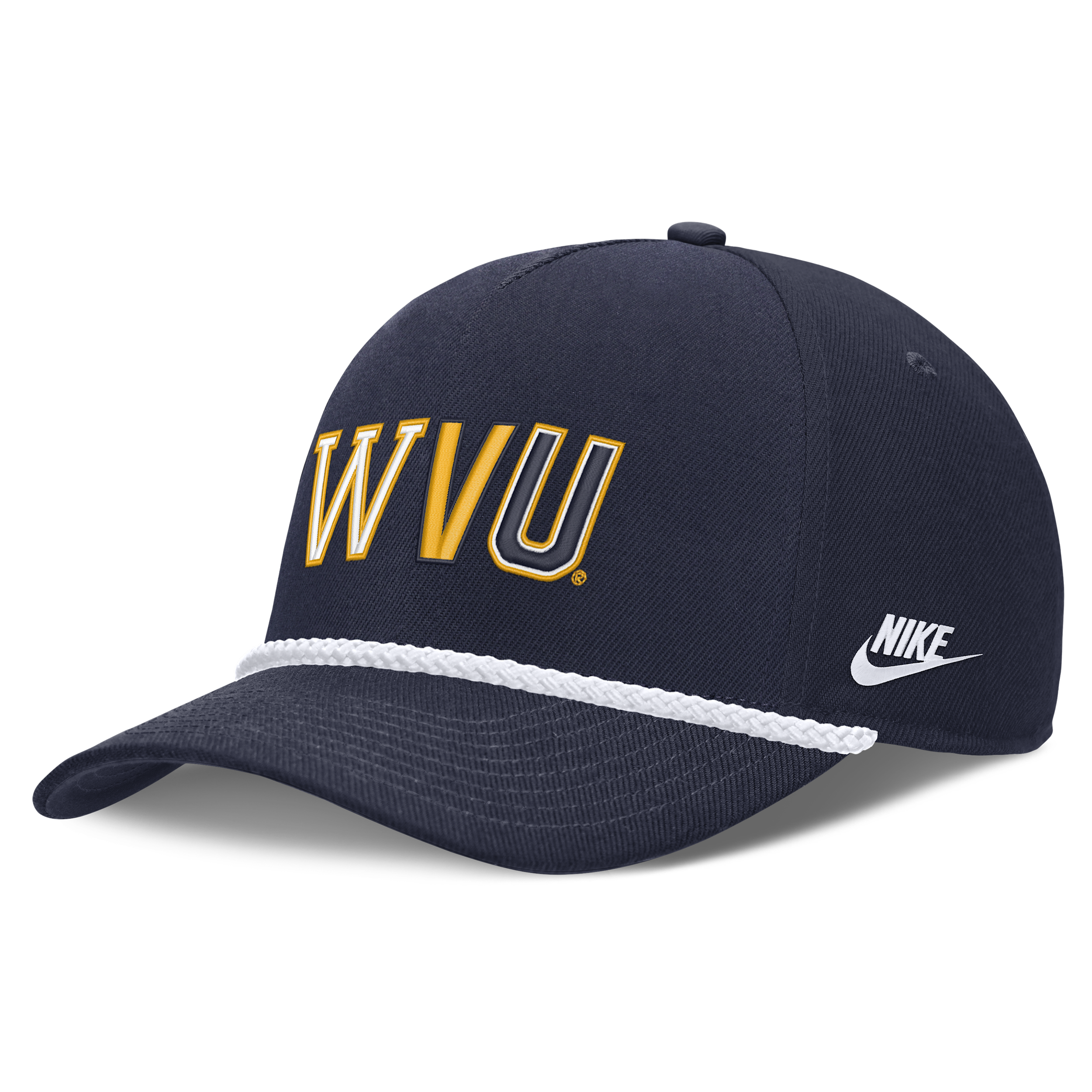 Men's and Women's Nike Navy West Virginia Mountaineers 2026 Basketball Refresh 5-Panel Rope Rise Hat - Navy