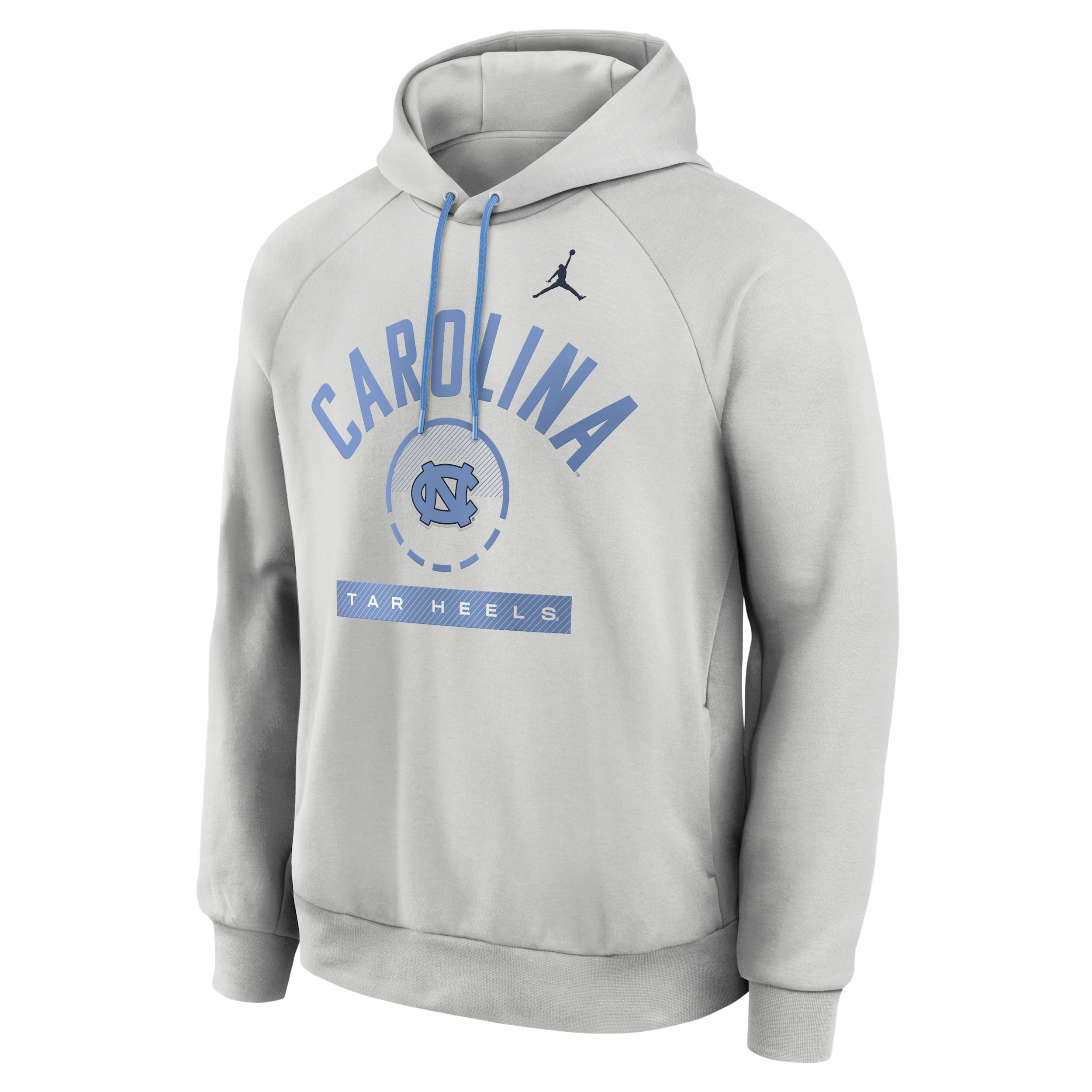 Men's North Carolina Courtside Jordan Brand Dri-FIT College Pullover Hoodie in Grey | 0JEJ0DJ8NCN-USU