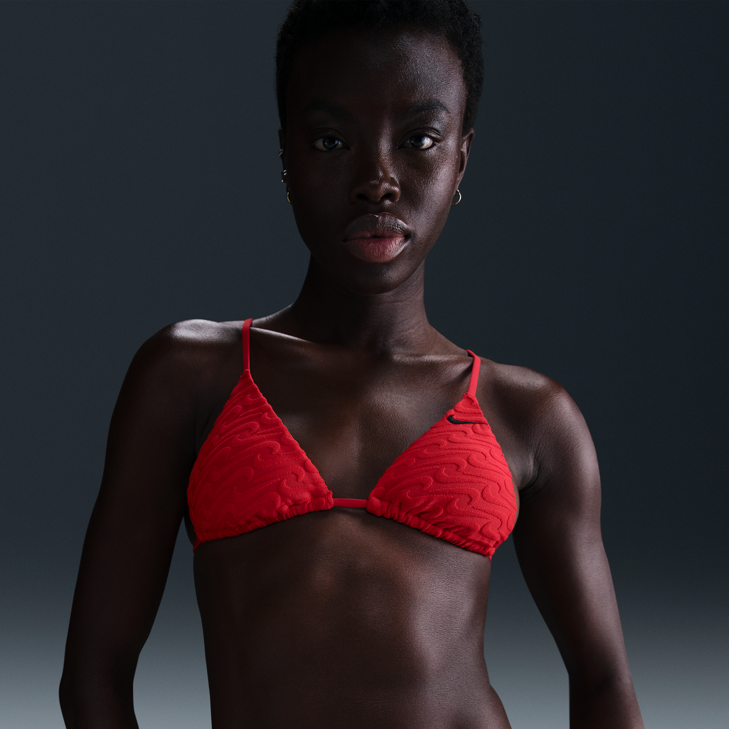 Nike Women's Swim Swoosh Link Terry Triangle Bikini Top In Red