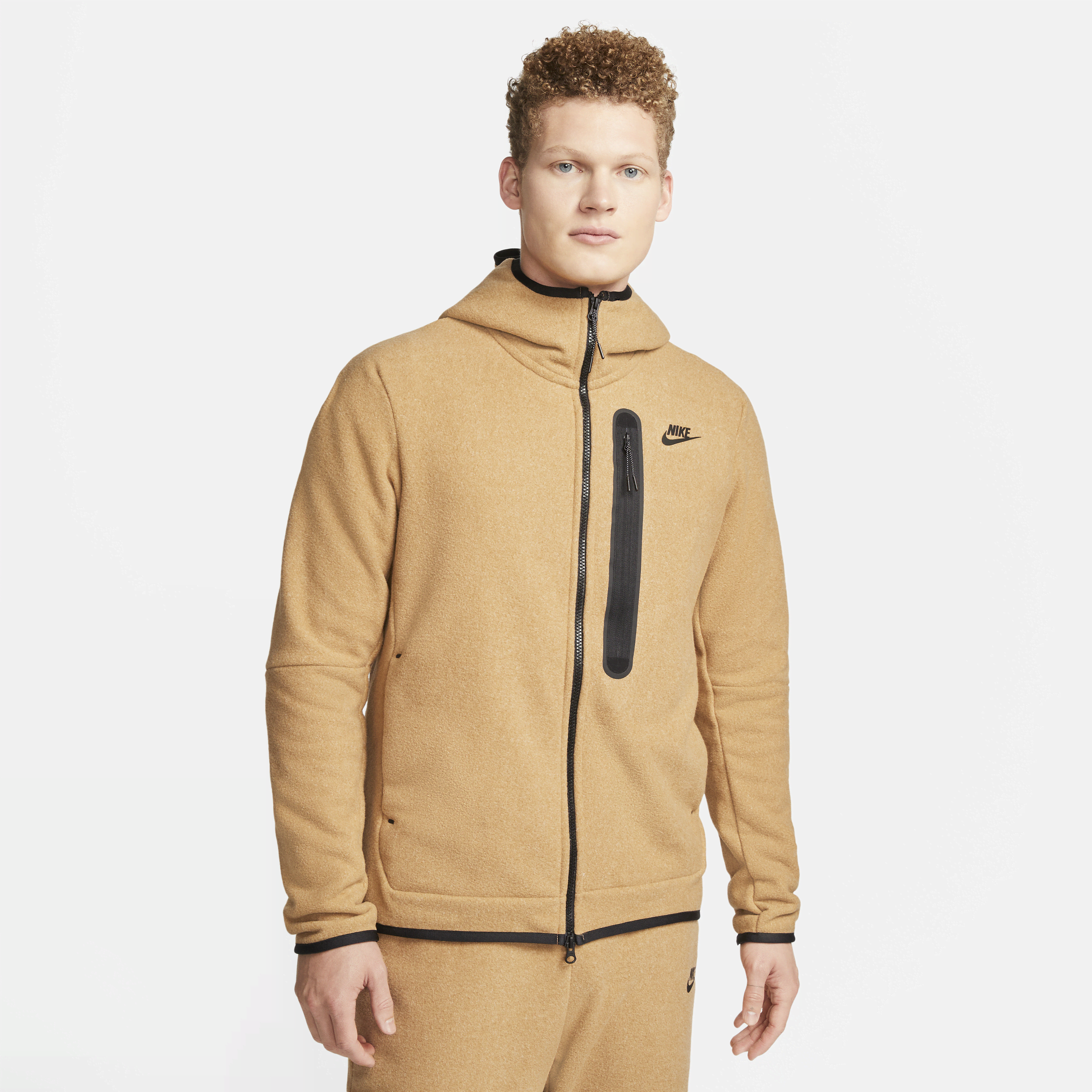 Nike Men's Sportswear Tech Fleece Full-zip Winterized Hoodie In Brown ...