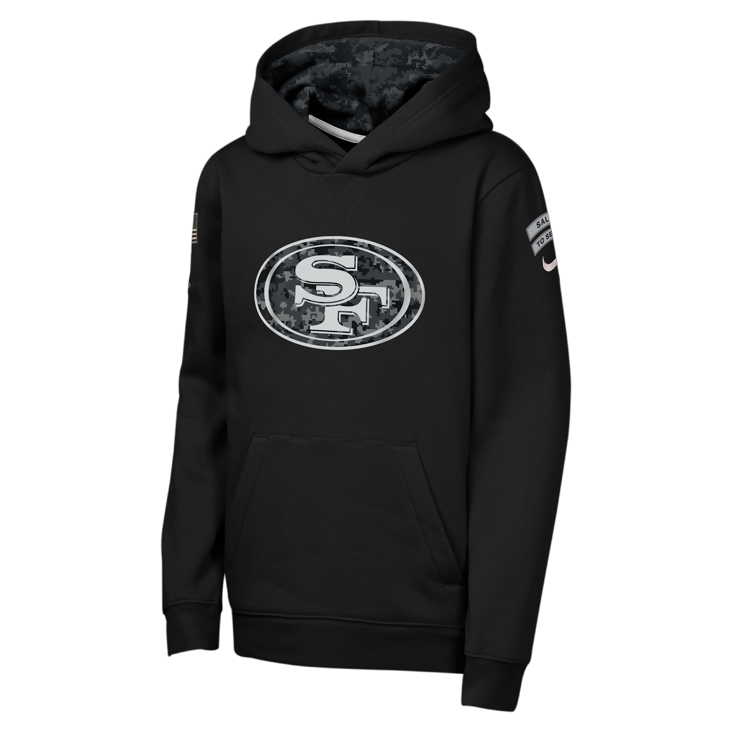 San Francisco 49ers Salute to Service Sideline Club Big Kids' Nike NFL Pullover Hoodie in Black | Z1B7NFQ849R-NAW