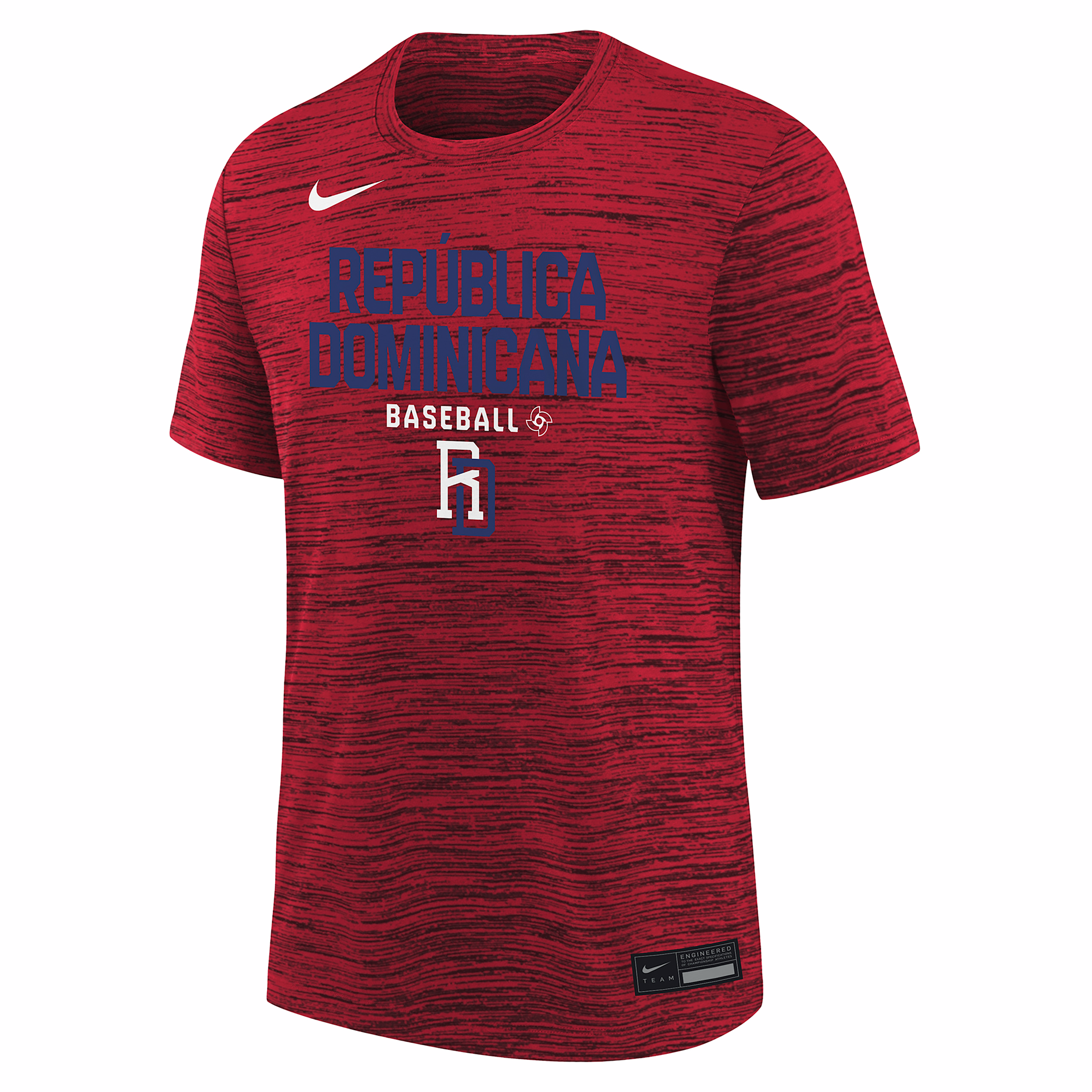 Dominican Republic National Baseball Team 2026 World Baseball Classic Velocity Youth Nike Men's Dri-FIT T-Shirt in Red | Z3B7NMM4DOM-NGG