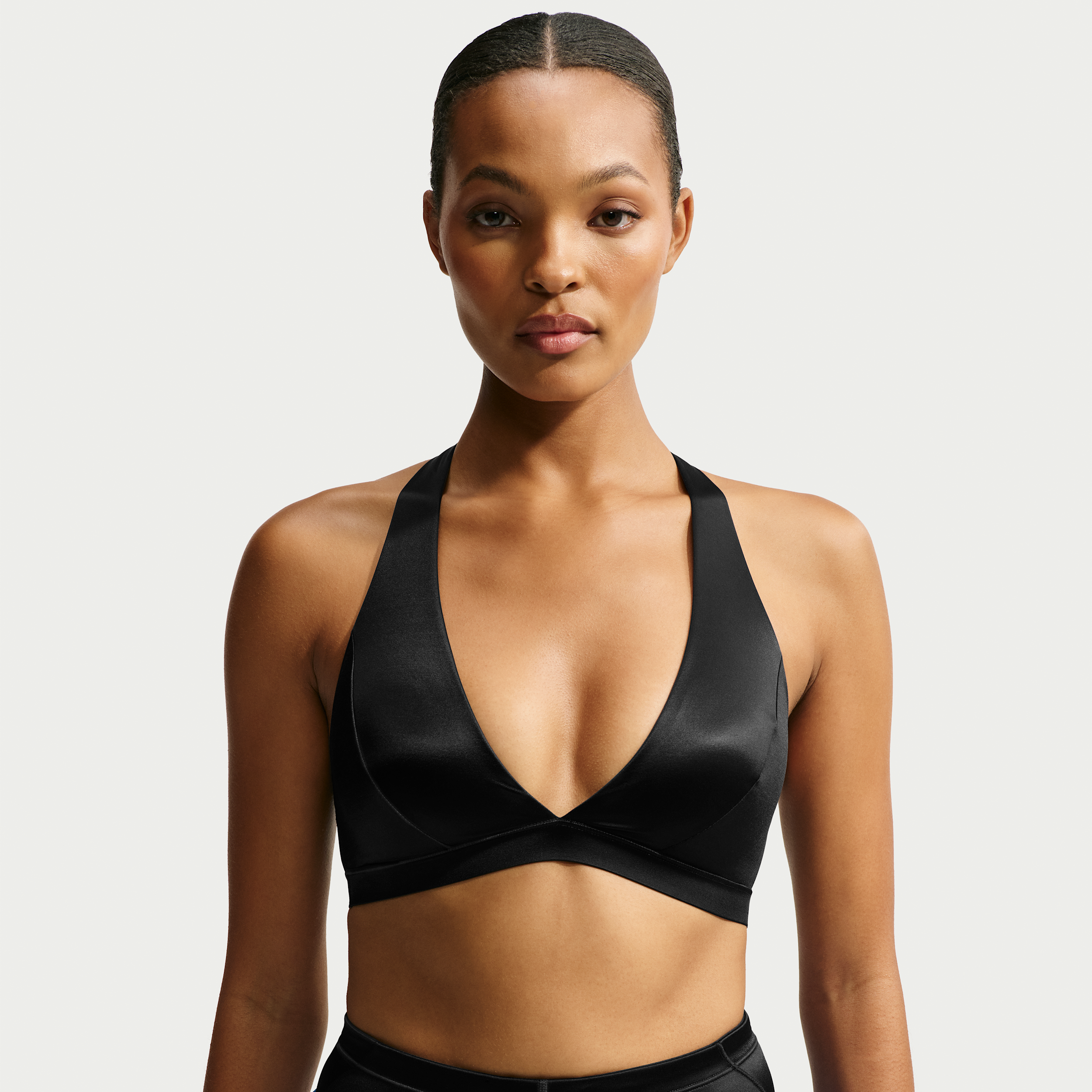 Nike Women's SKIMS Satin Shine Halter Bra in Black | IR8691-054