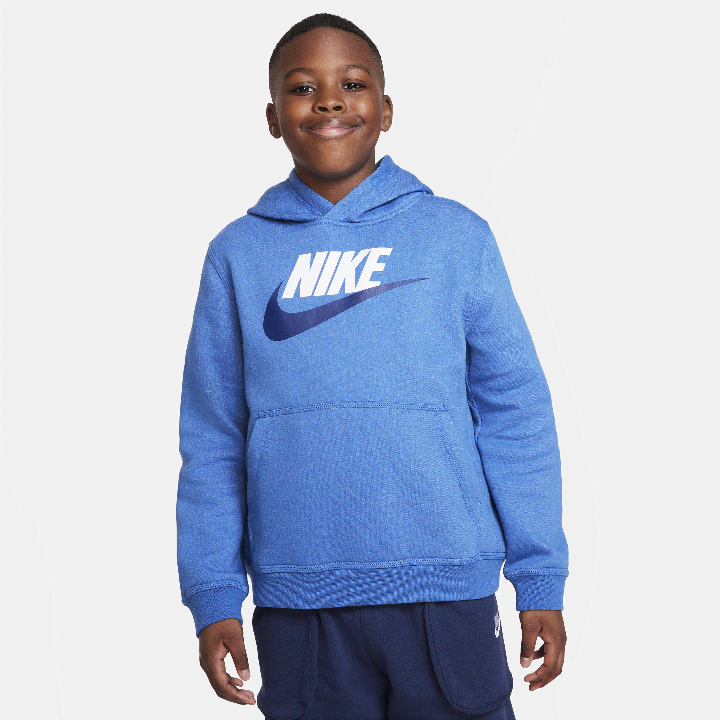 Nike Sportswear Club Fleece Big Kids' (boys') Pullover Hoodie (extended Size) In Blue