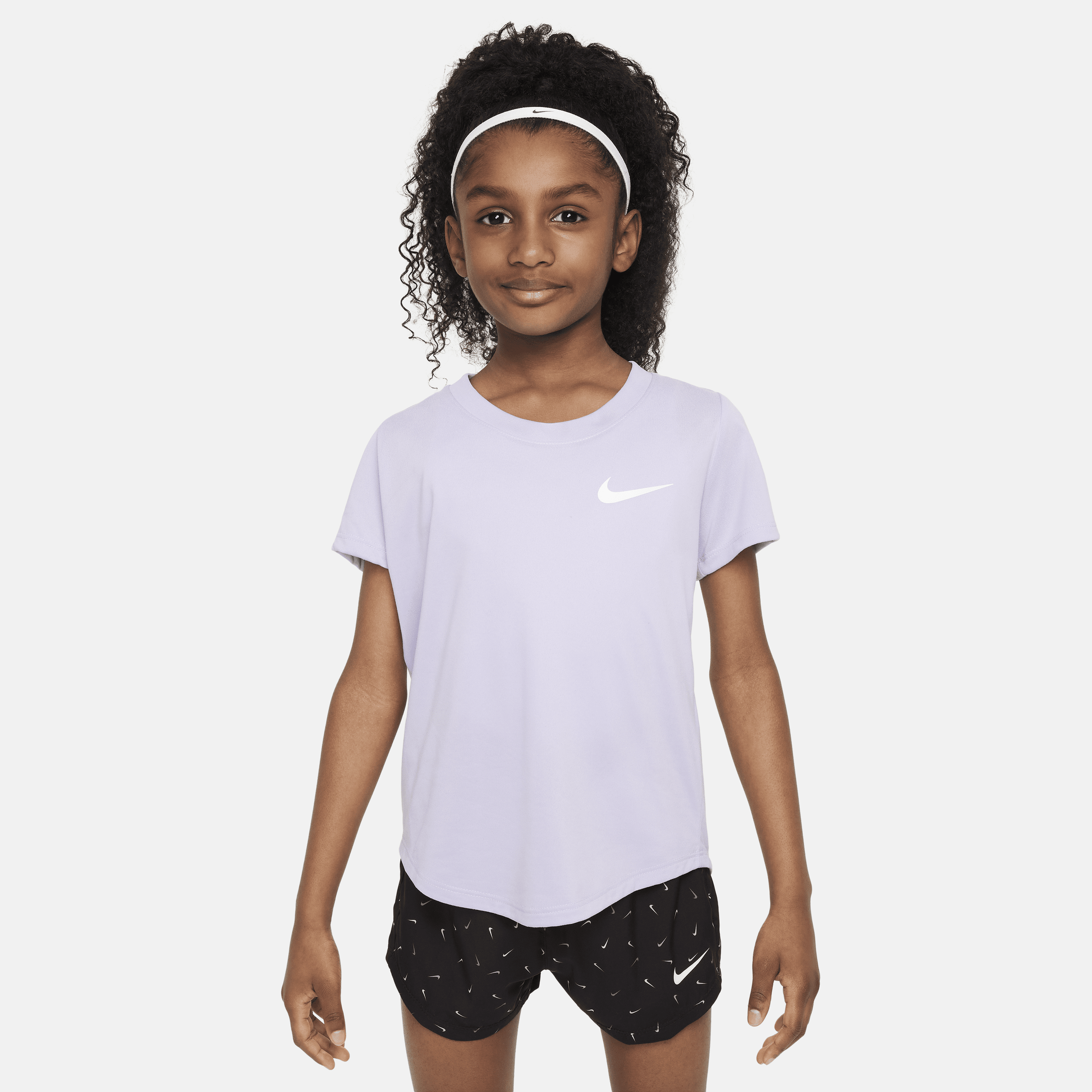 Shop Nike Dri-fit Big Kids' (girls') Training T-shirt In Purple
