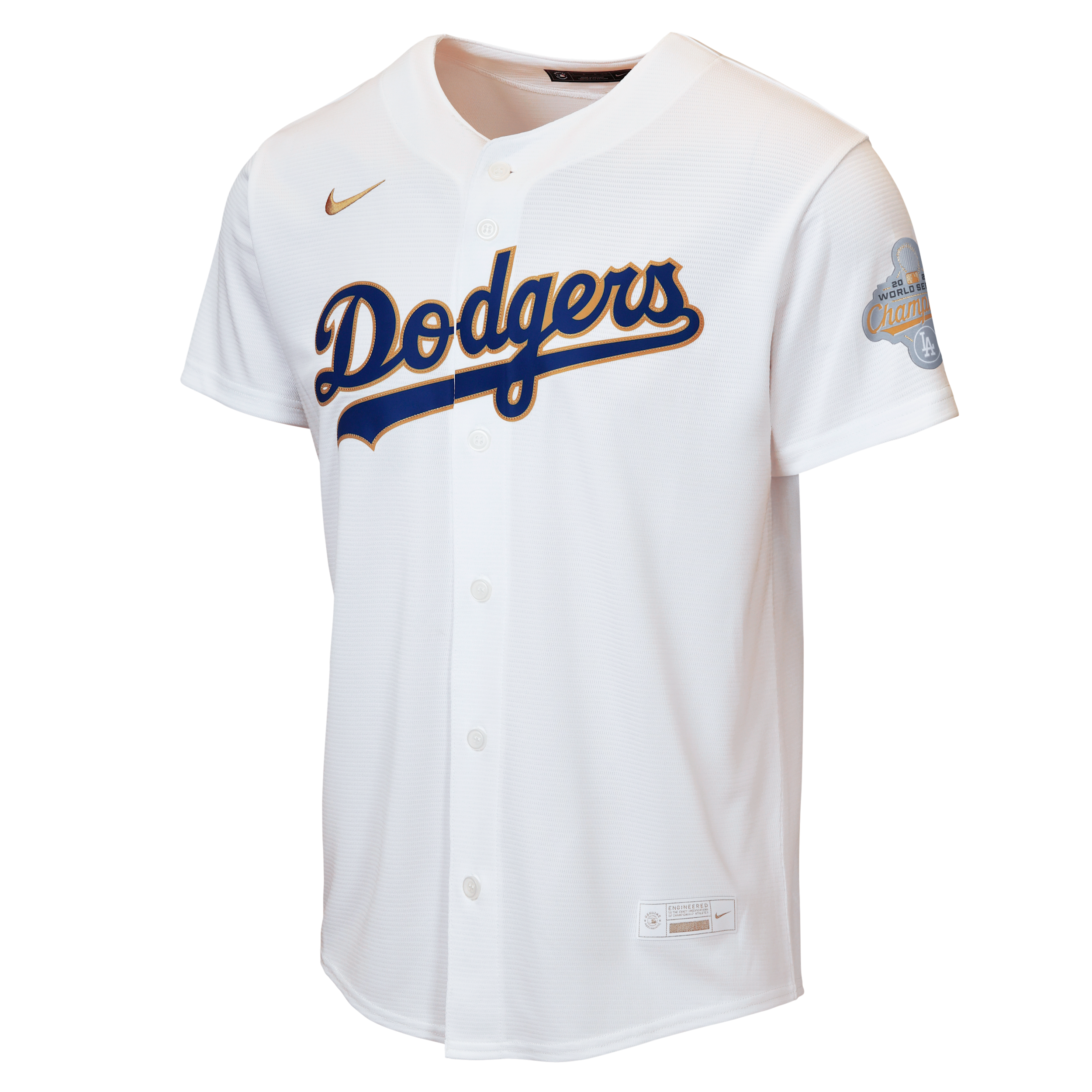 Los Angeles Dodgers 2025 World Series Champions Gold Series Big Kids' Nike MLB Replica Jersey in White | B7CGPB00LAD-LA1