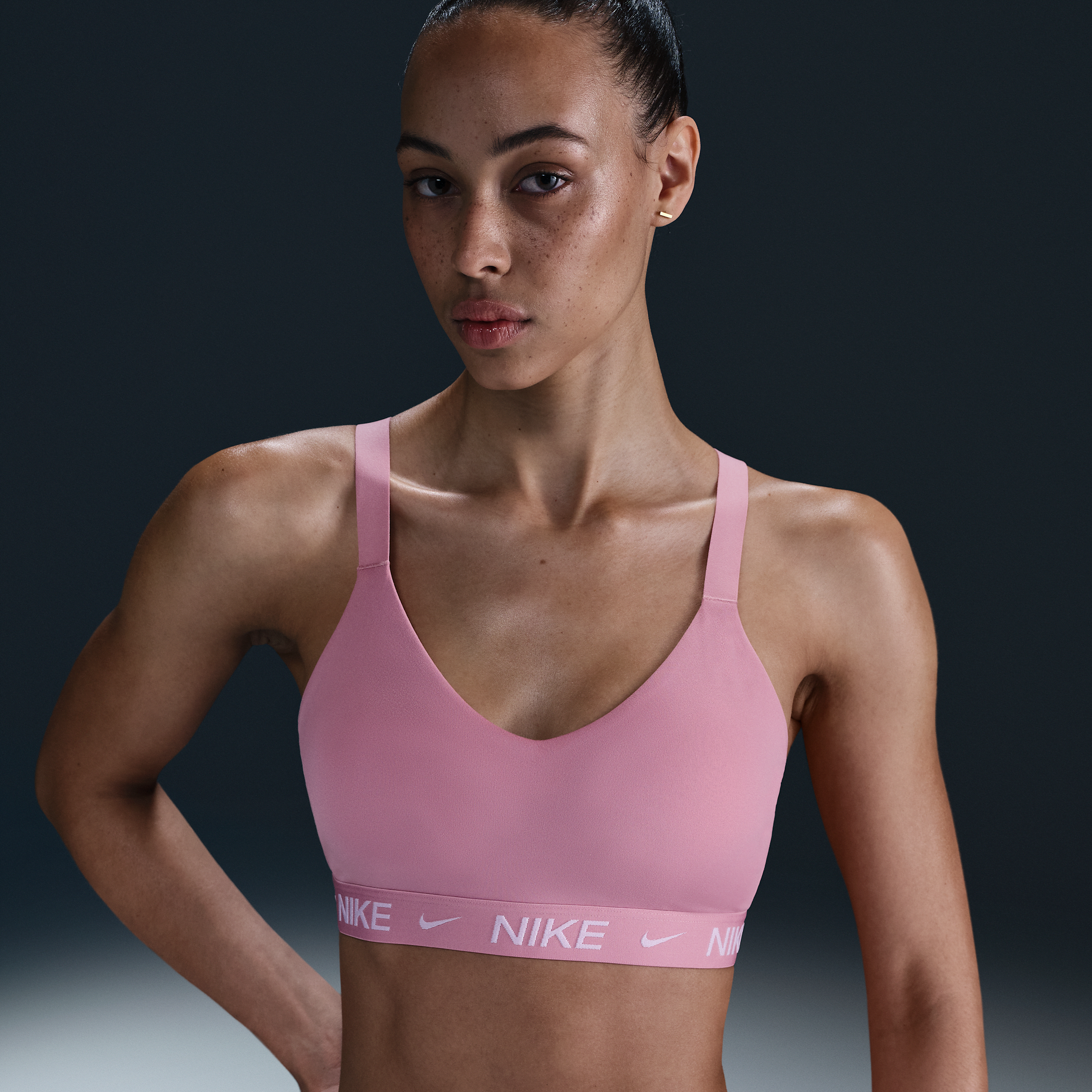 Nike Women's Indy Medium Support Padded Adjustable Sports Bra In Pink