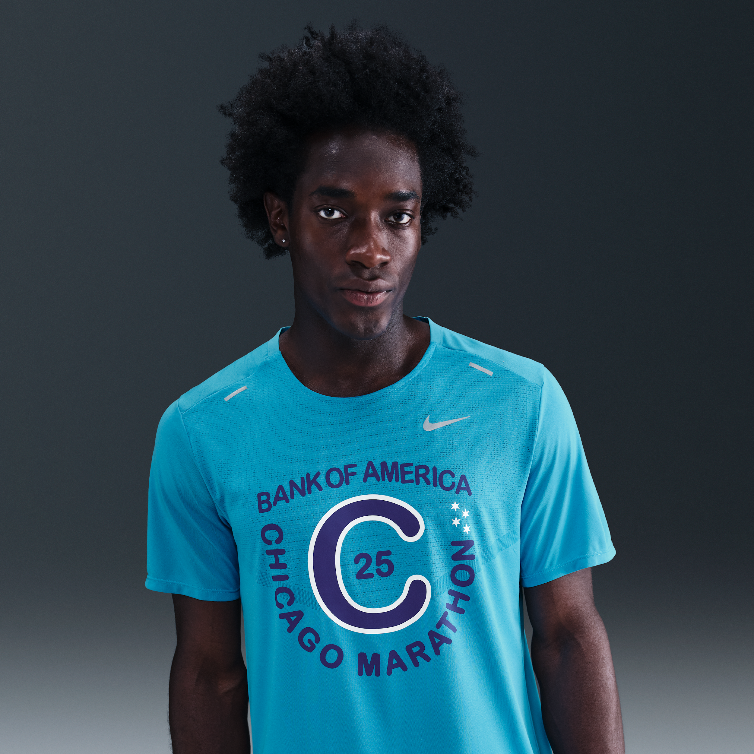 Nike Men's Rise 365 Dri-fit Short-sleeve Running Top In Blue