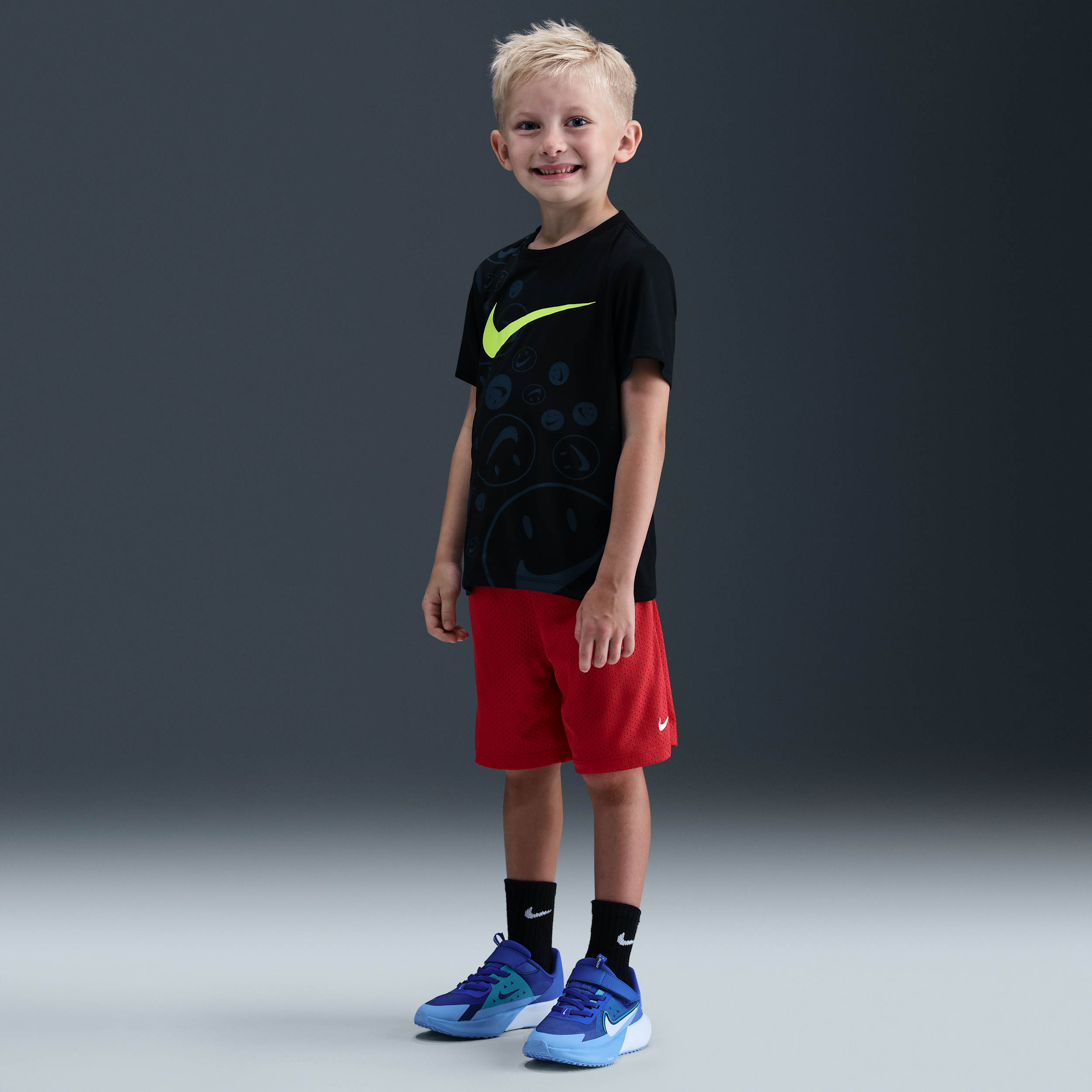 Nike Little Boys Dri-fit Logo Mesh Pull-On Shorts - University Red