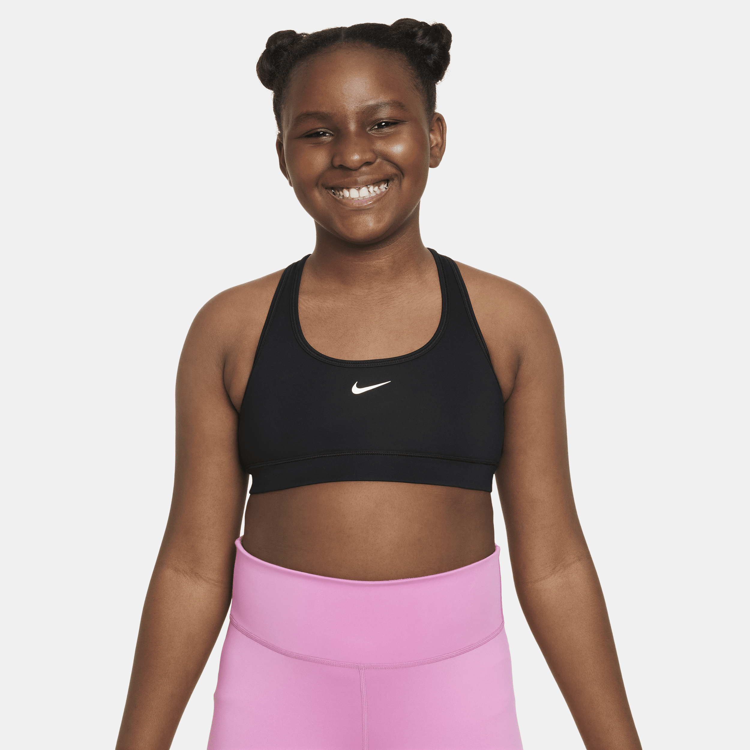 Nike Swoosh Big Kids' (girls') Sports Bra (extended Size) In Black