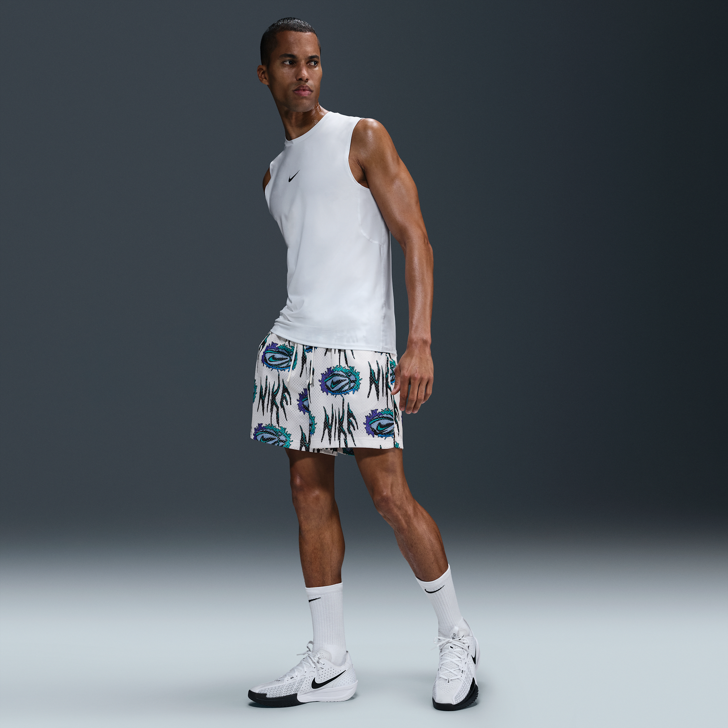 Nike Men's Practice Mesh 5" Dri-fit Basketball Shorts In White