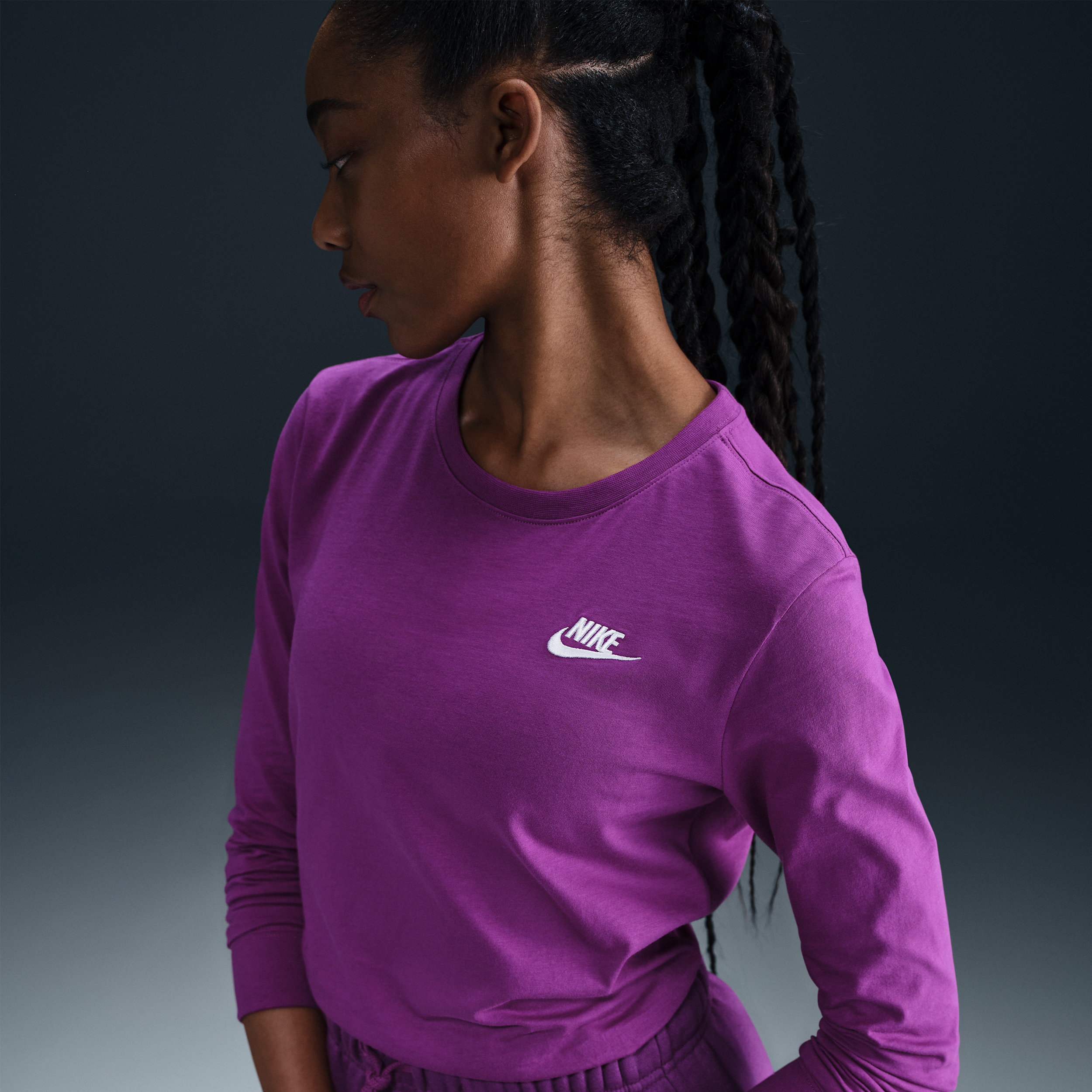 Nike Women's  Sportswear Club Long-sleeve T-shirt In Purple
