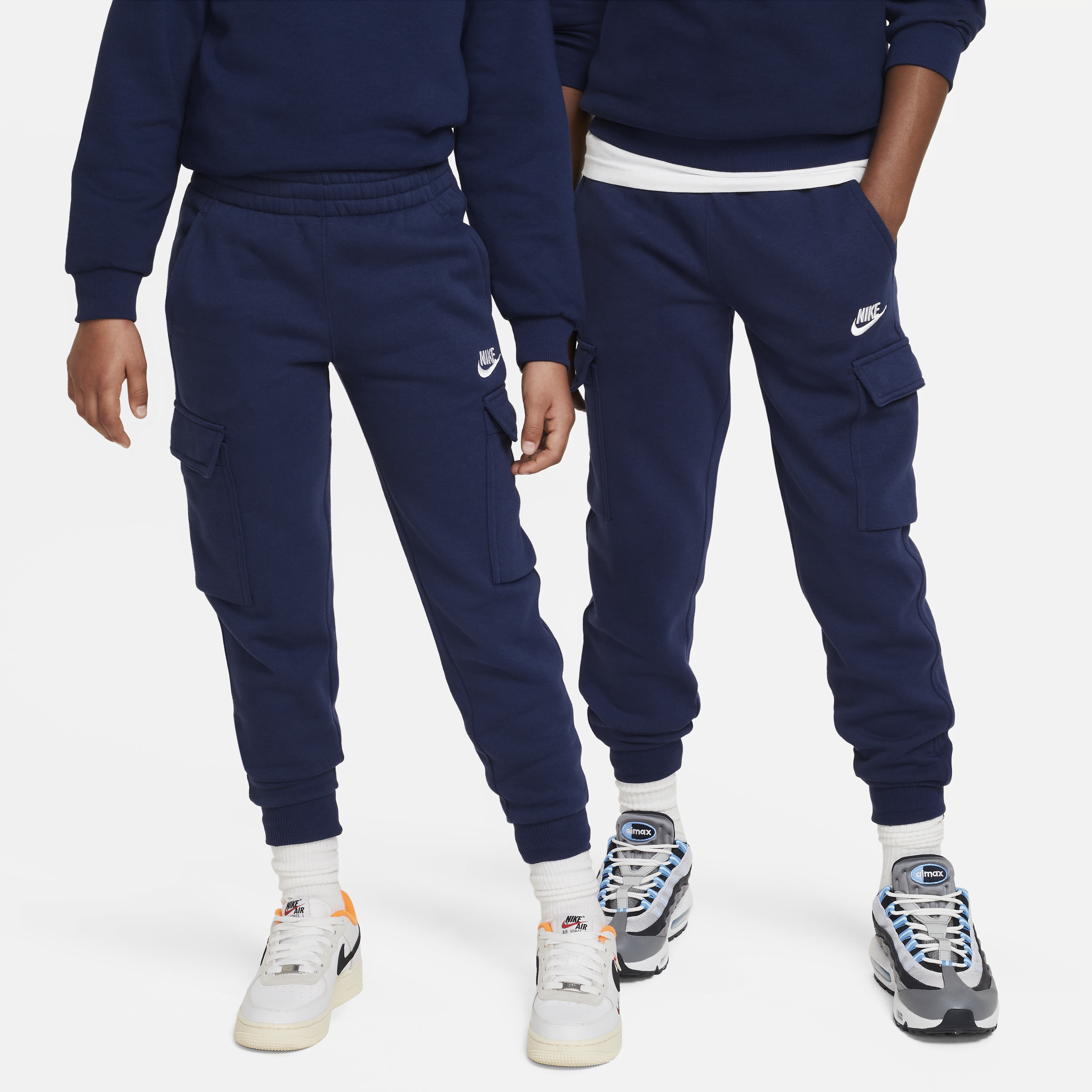 Nike NSW Club Fleece LBR Cargo Pants - Boys' Grade School Midnight Navy/Midnight Navy/White Size S