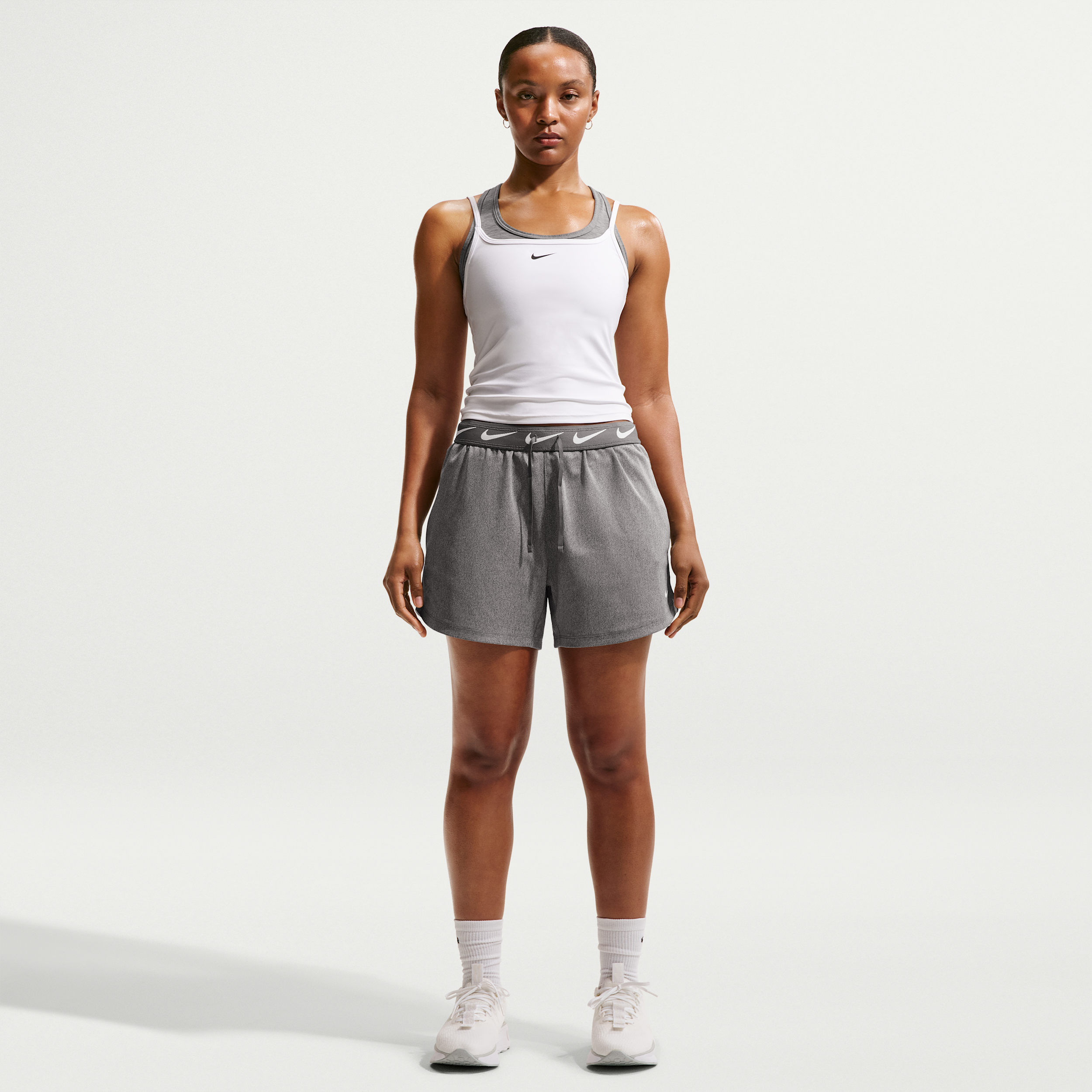 Nike Women's Attack Dri-FIT Mid-Rise 4" Shorts in Grey | IQ0401-068