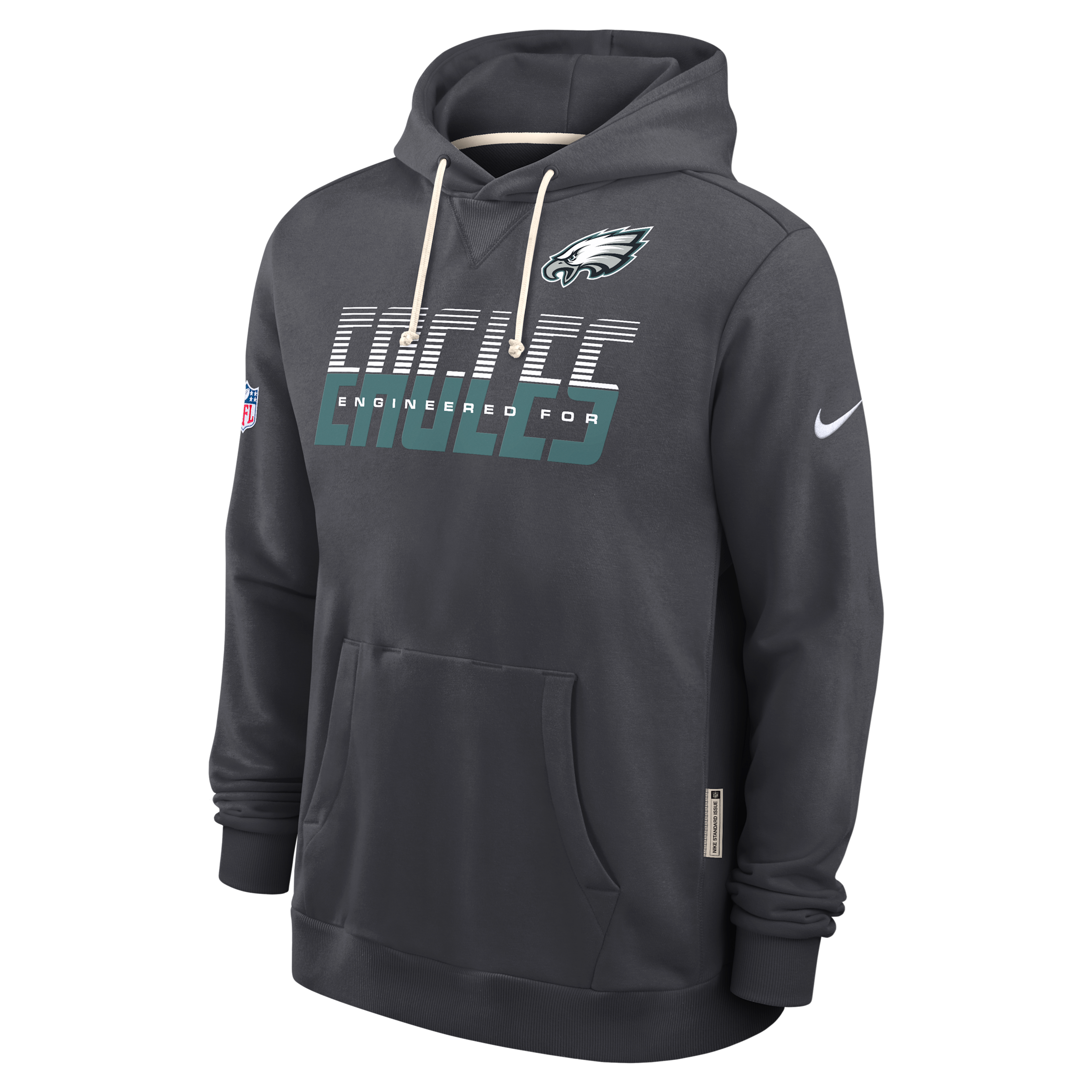 Nike Men's Philadelphia Eagles Sideline Standard Issue Top Prospect Dri-fit Heavyweight Long-Sleeve Pullover Hoodie - Charcoal