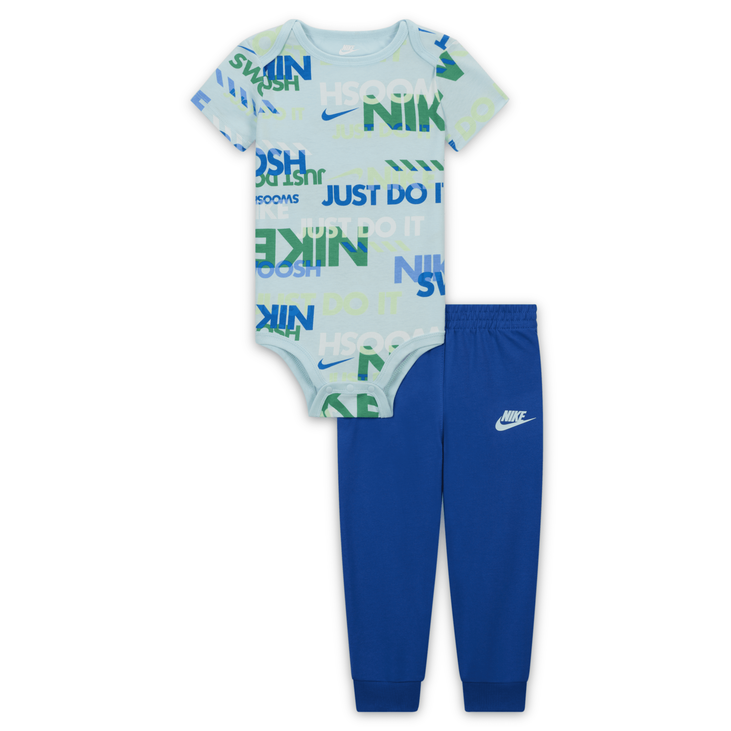 Nike Sportswear Playful Exploration Baby (12-24m) Printed Bodysuit And Pants Set In Blue