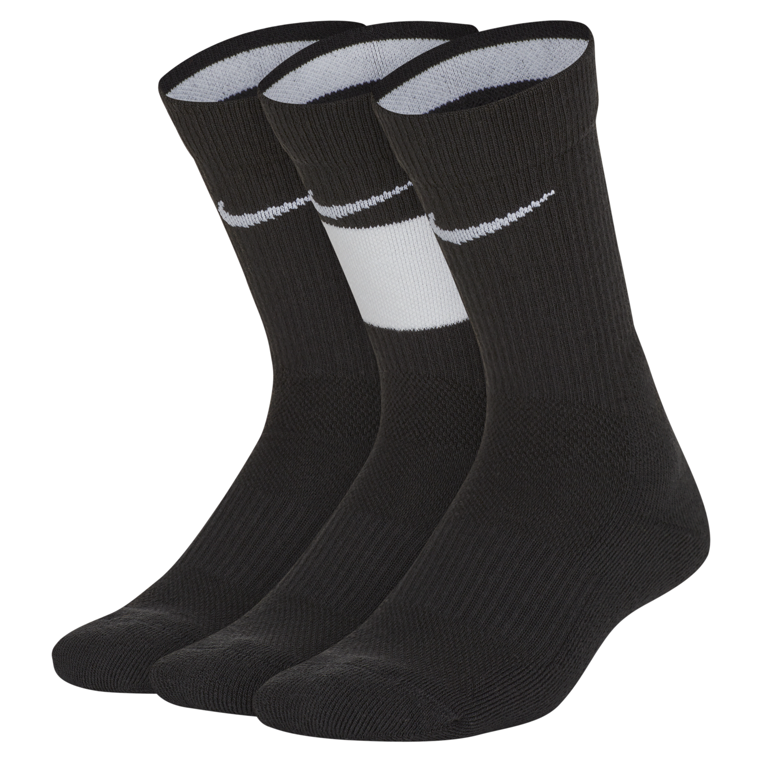 Nike Elite Kids' Basketball Crew Socks (3 Pairs) in Black, Size: Medium | CW6063-010