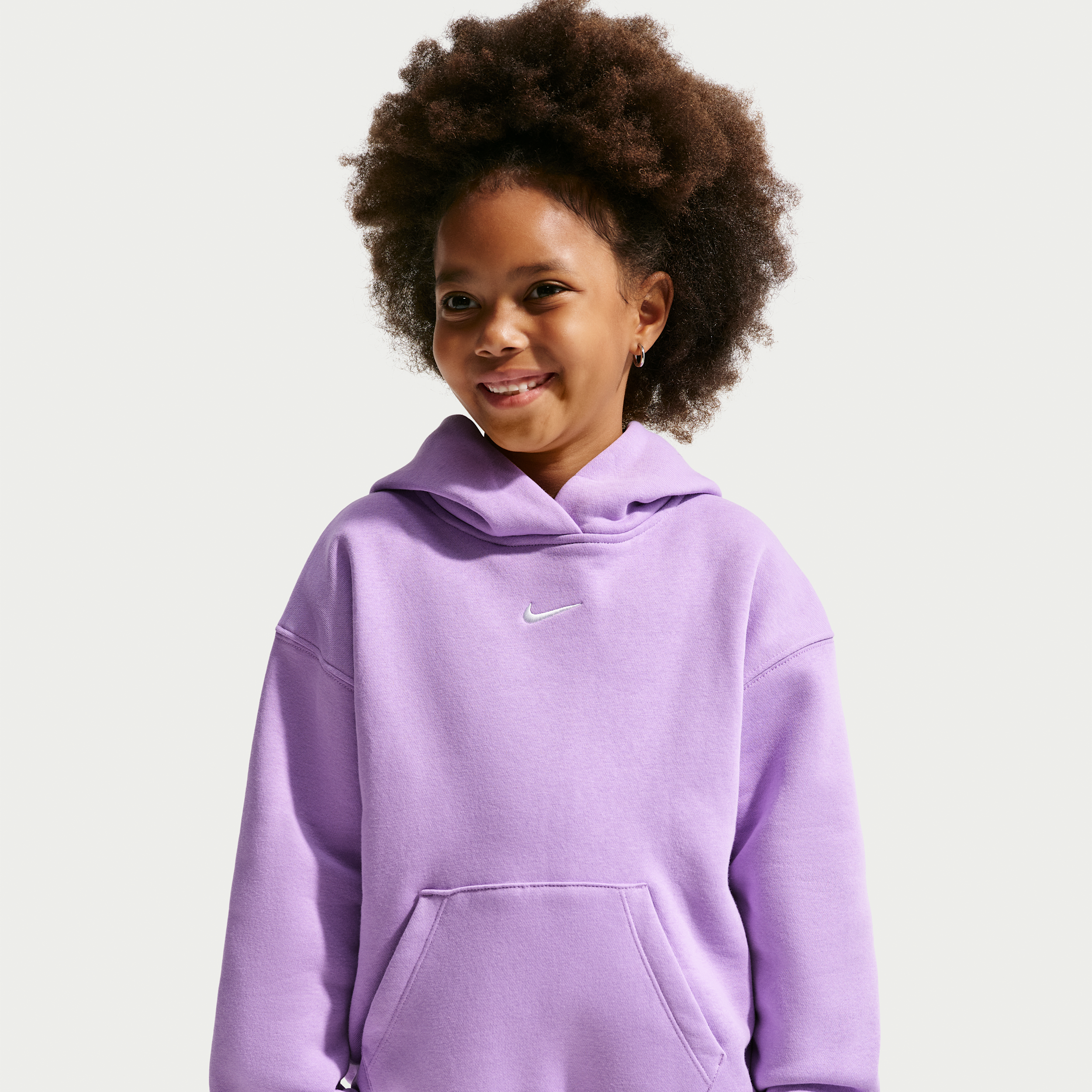 Nike Sportswear Little Kids' Studio Fleece Pullover Hoodie in Purple | 36P240-P6H