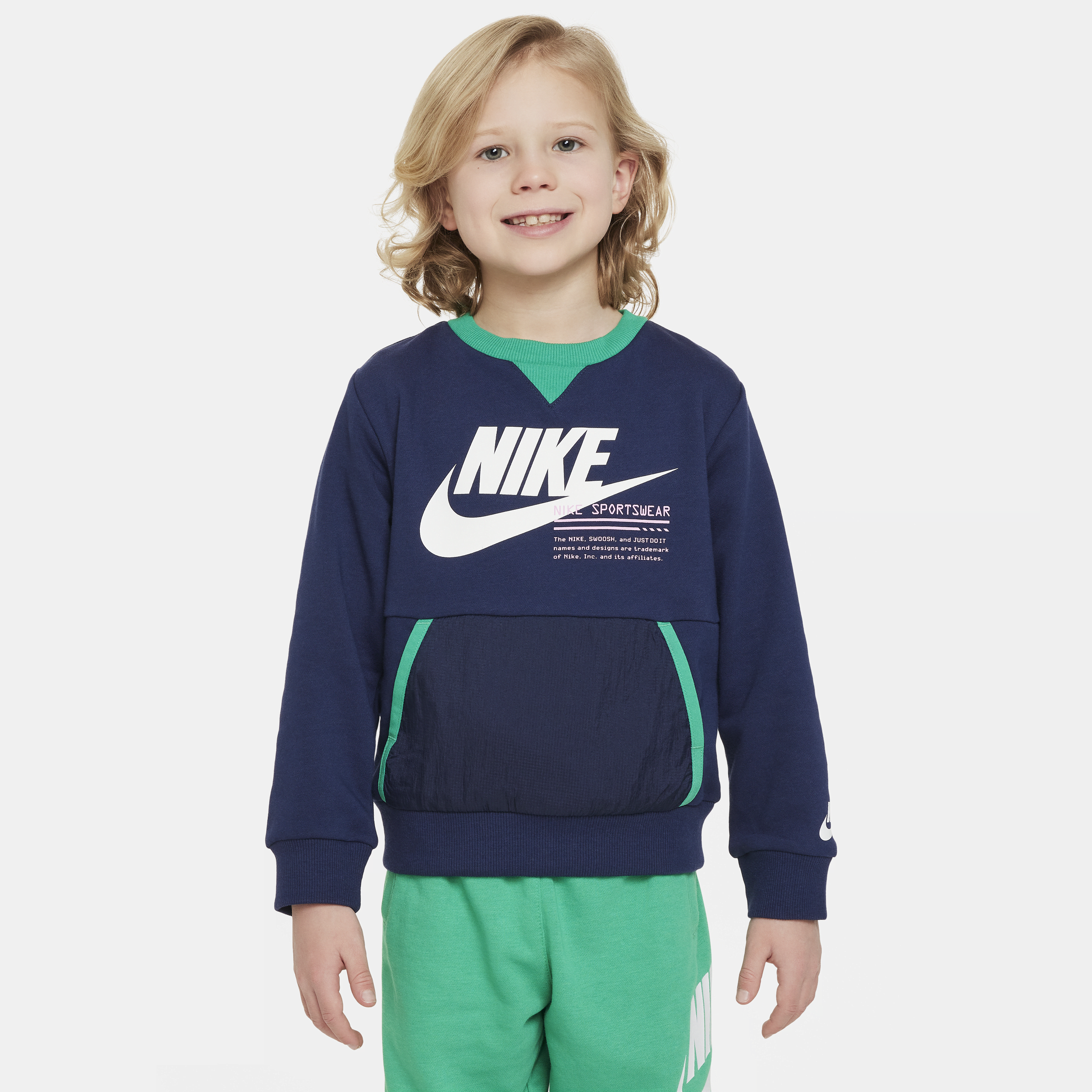Nike Sportswear Paint Your Future Little Kids' French Terry Crew In Blue