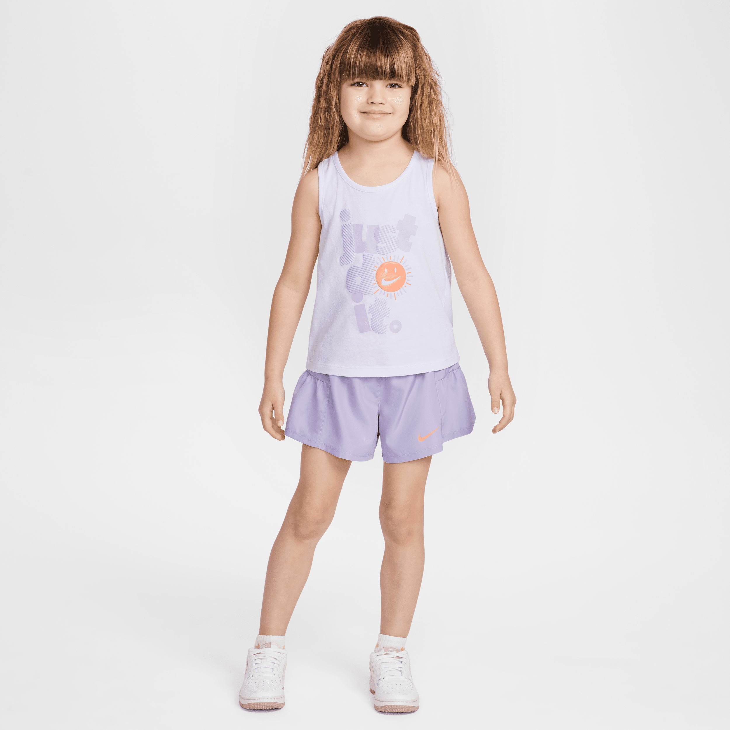 Nike Dri-fit Sunny Swoosh Little Kids' Tank Top And Shorts Set In Purple