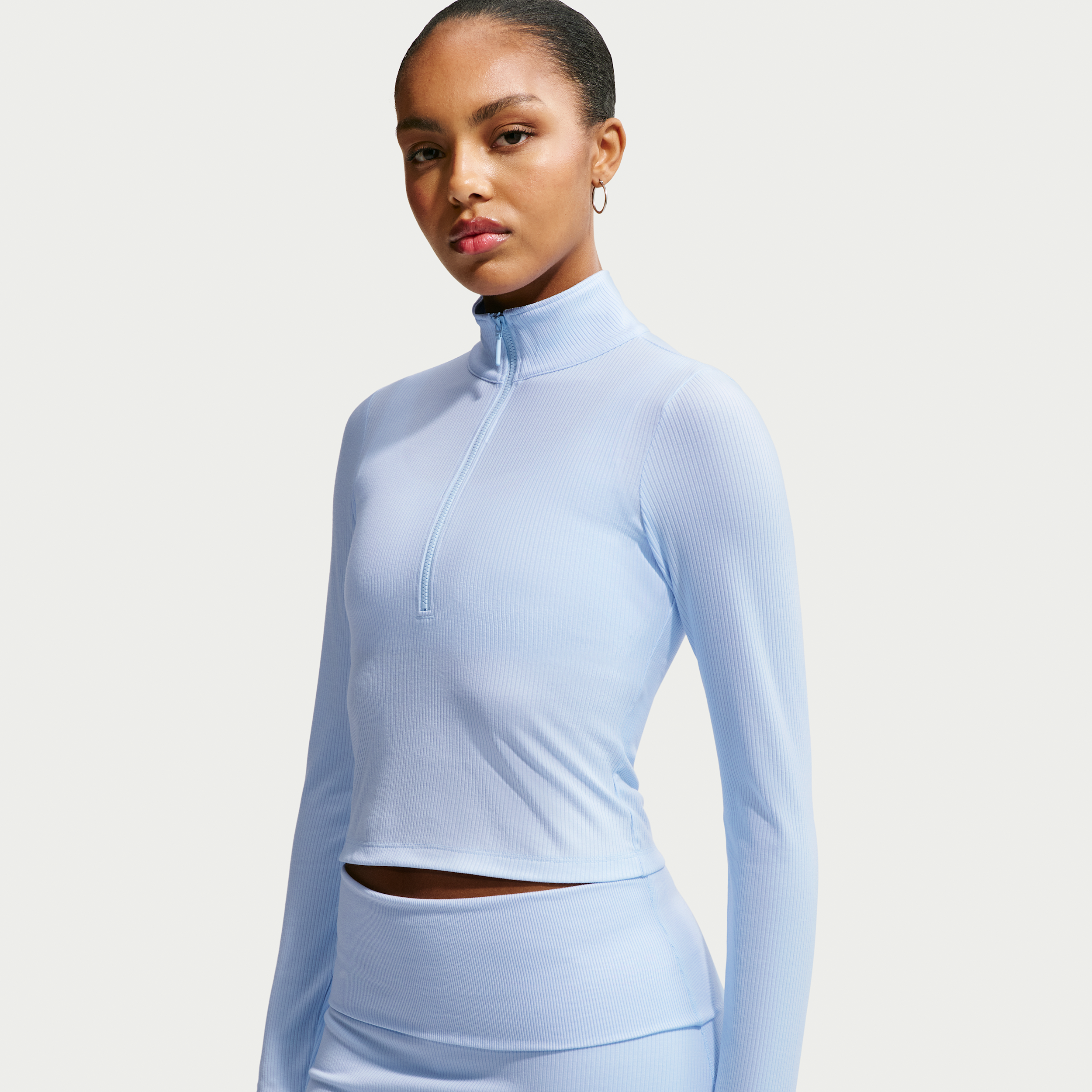 Women's Nike Sportswear Chill Knit Tight Quarter-Zip Long-Sleeve Ribbed Top (Plus Size) in Blue | IO6967-407