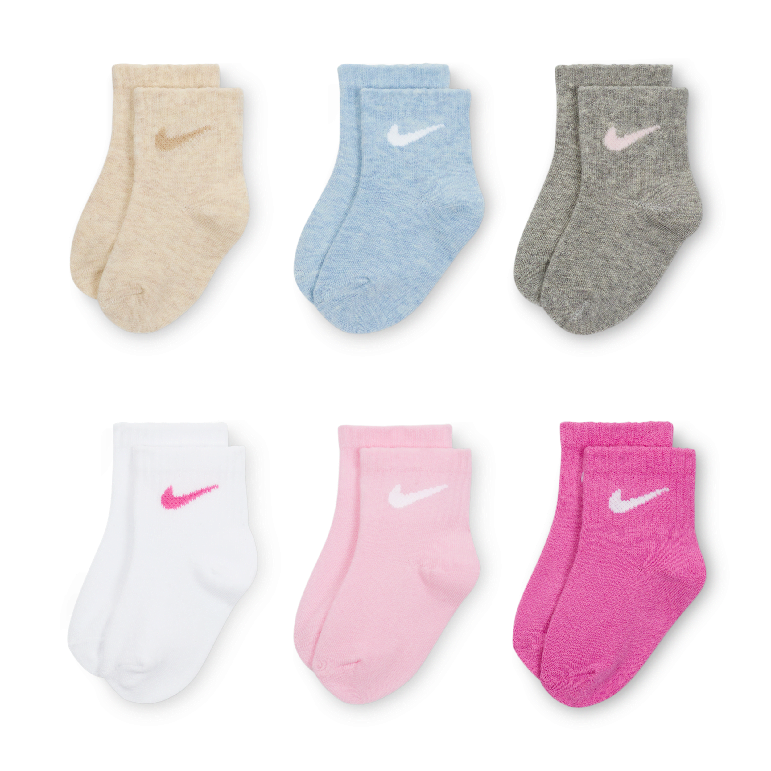Nike Swoosh Baby/toddler Ankle Socks (6 Pairs) In Pink