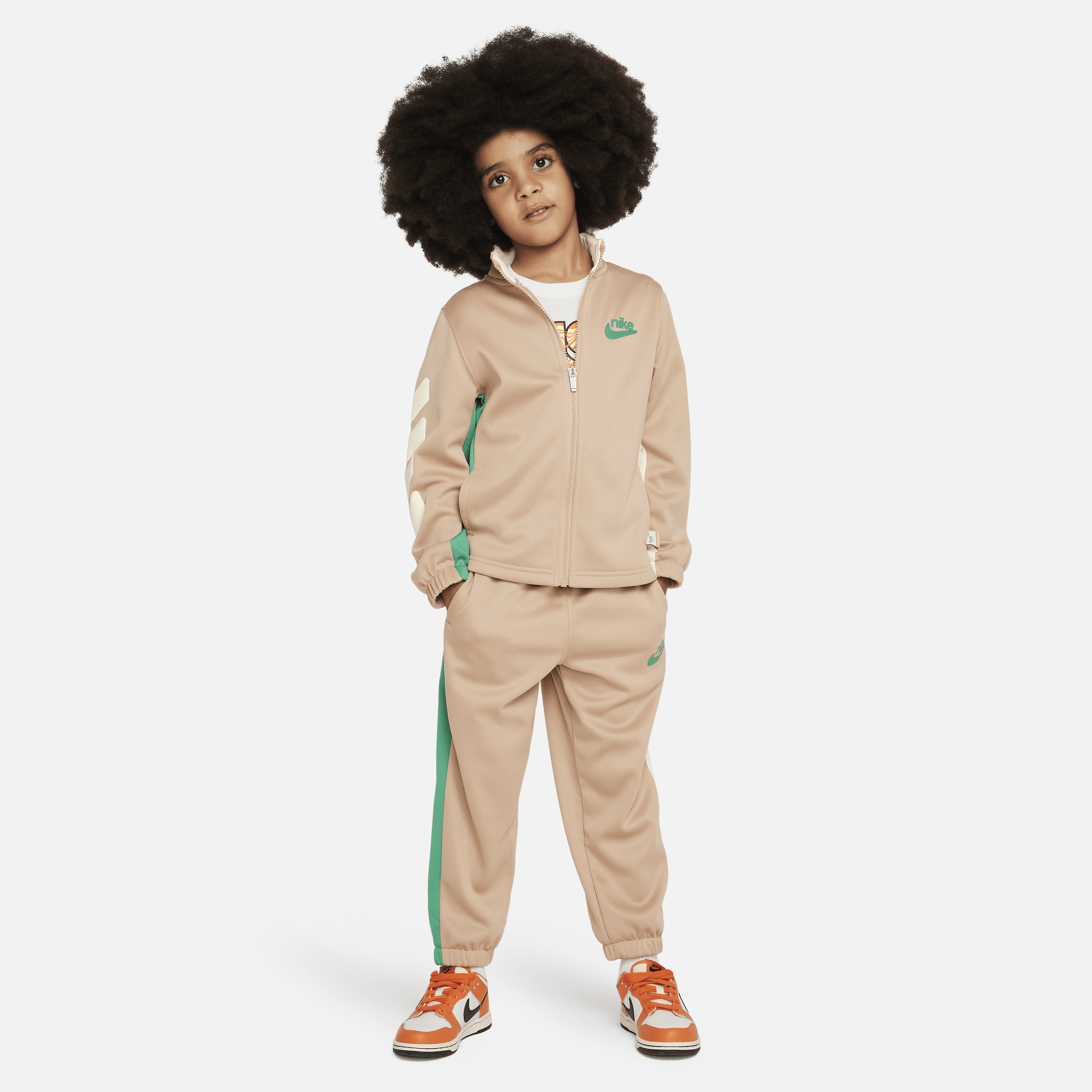 Nike Dri-fit Colorblocked Little Kids' 2-piece Full-zip Set In Brown