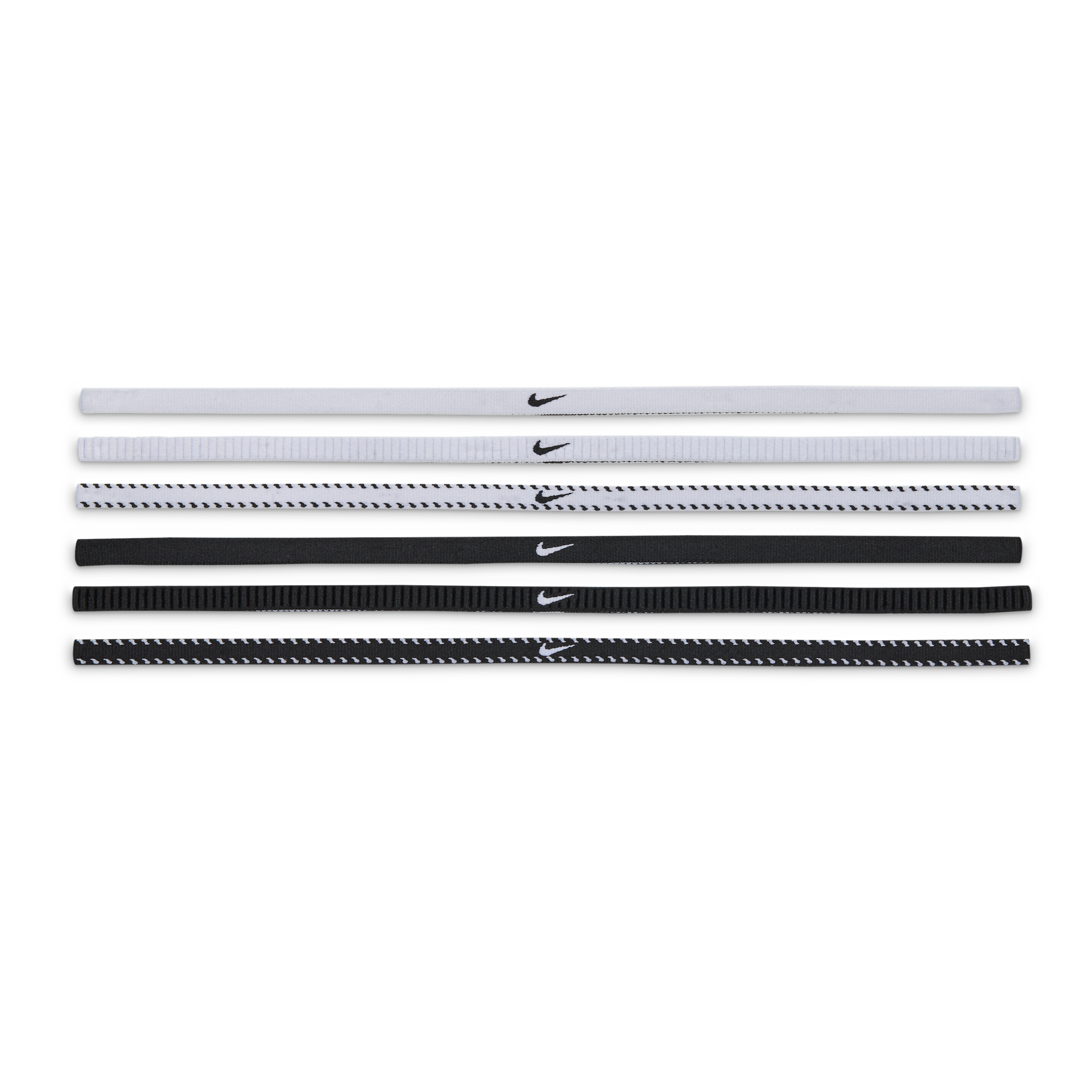 Nike Unisex Flex Classic Slim Headbands (6-Pack) in White | N1011925-189