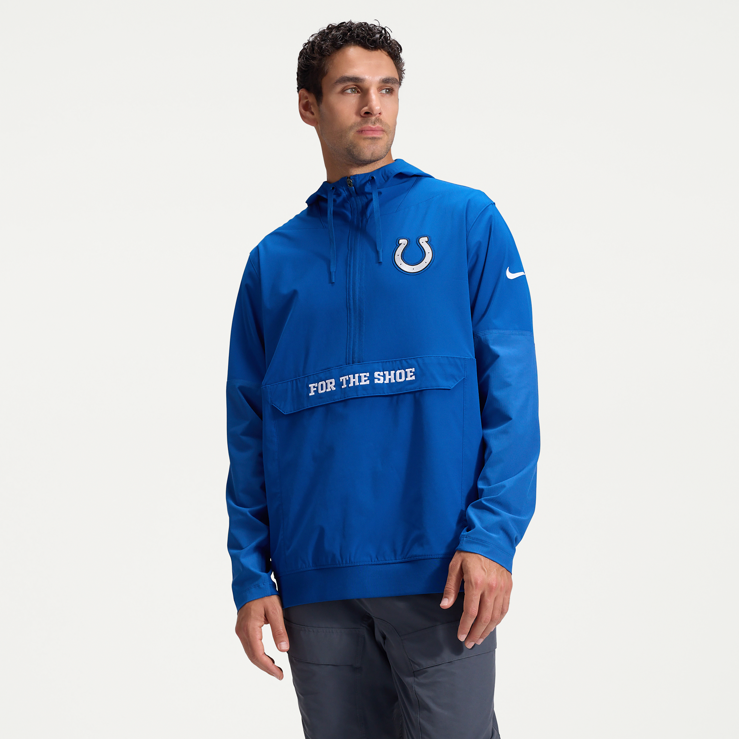 Indianapolis Colts Rivalries Collection Sideline Anorak Nike Men's NFL 1/2-Zip Hooded Jacket in Blue | 03AT03VU98-VDC