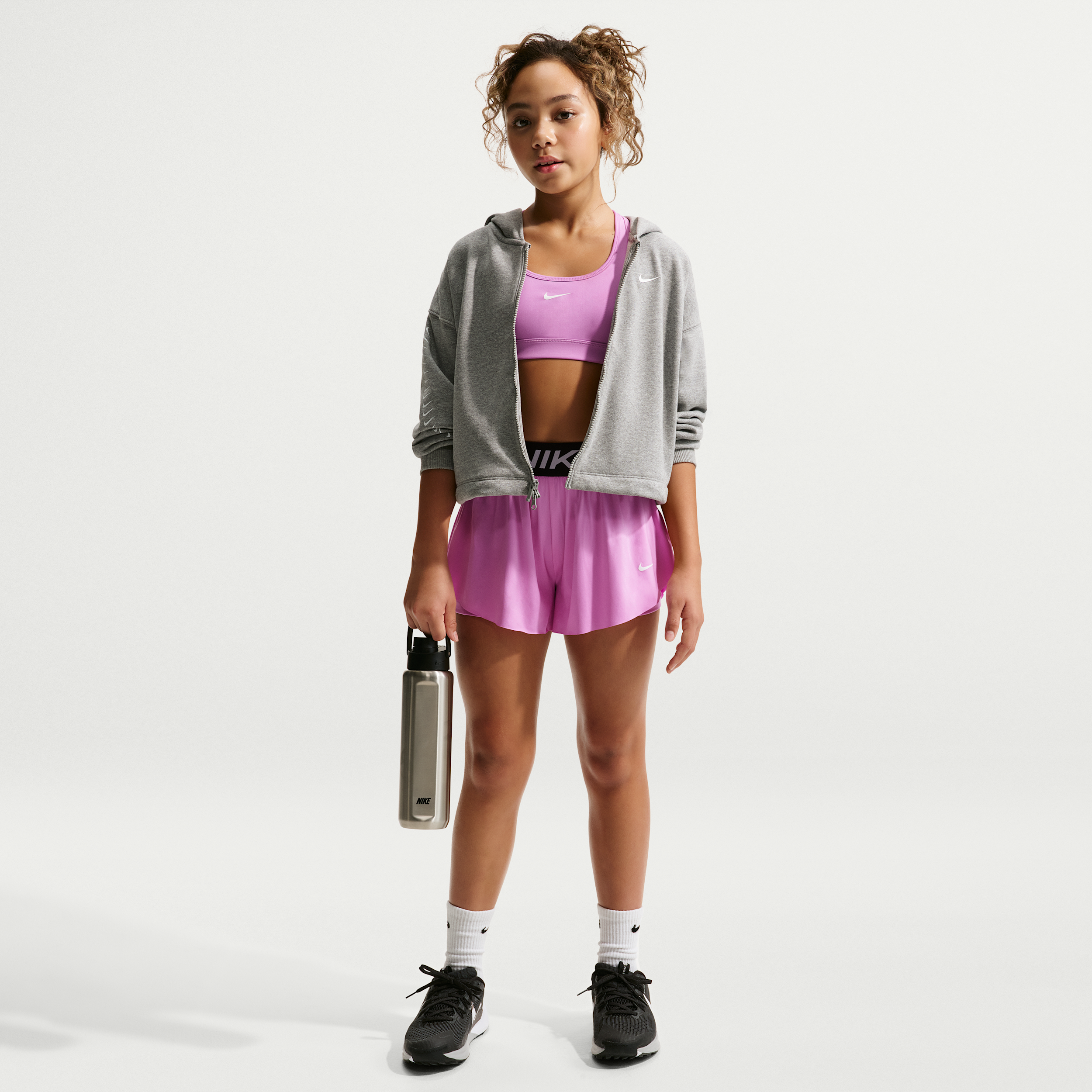 Nike Pro Big Kids' (Girls') Dri-FIT 2-in-1 Shorts in Purple | II3640-503
