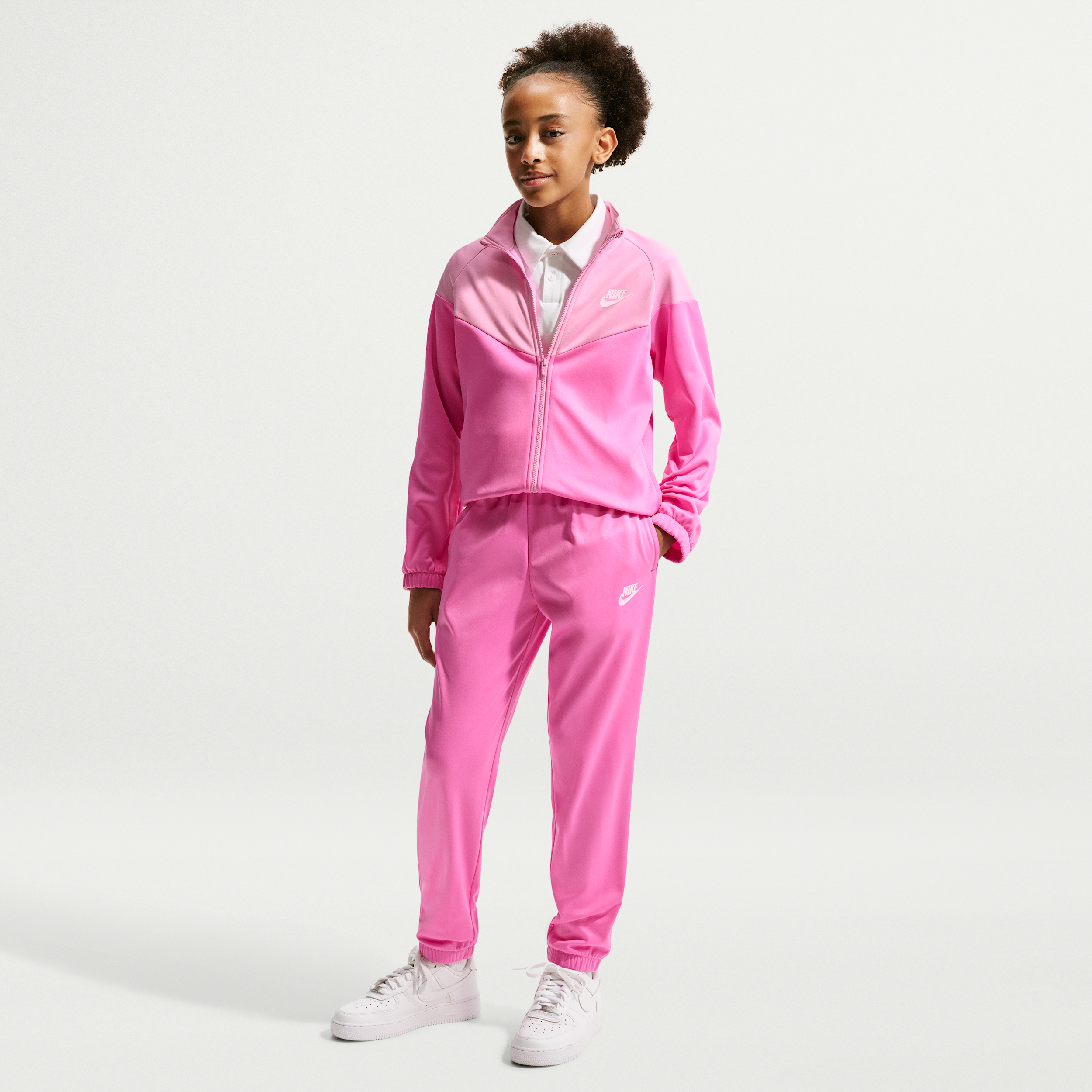 Nike Kids' Sportswear Dri-FIT Track Suit, Medium, Playful Pink/Pink Rise/White