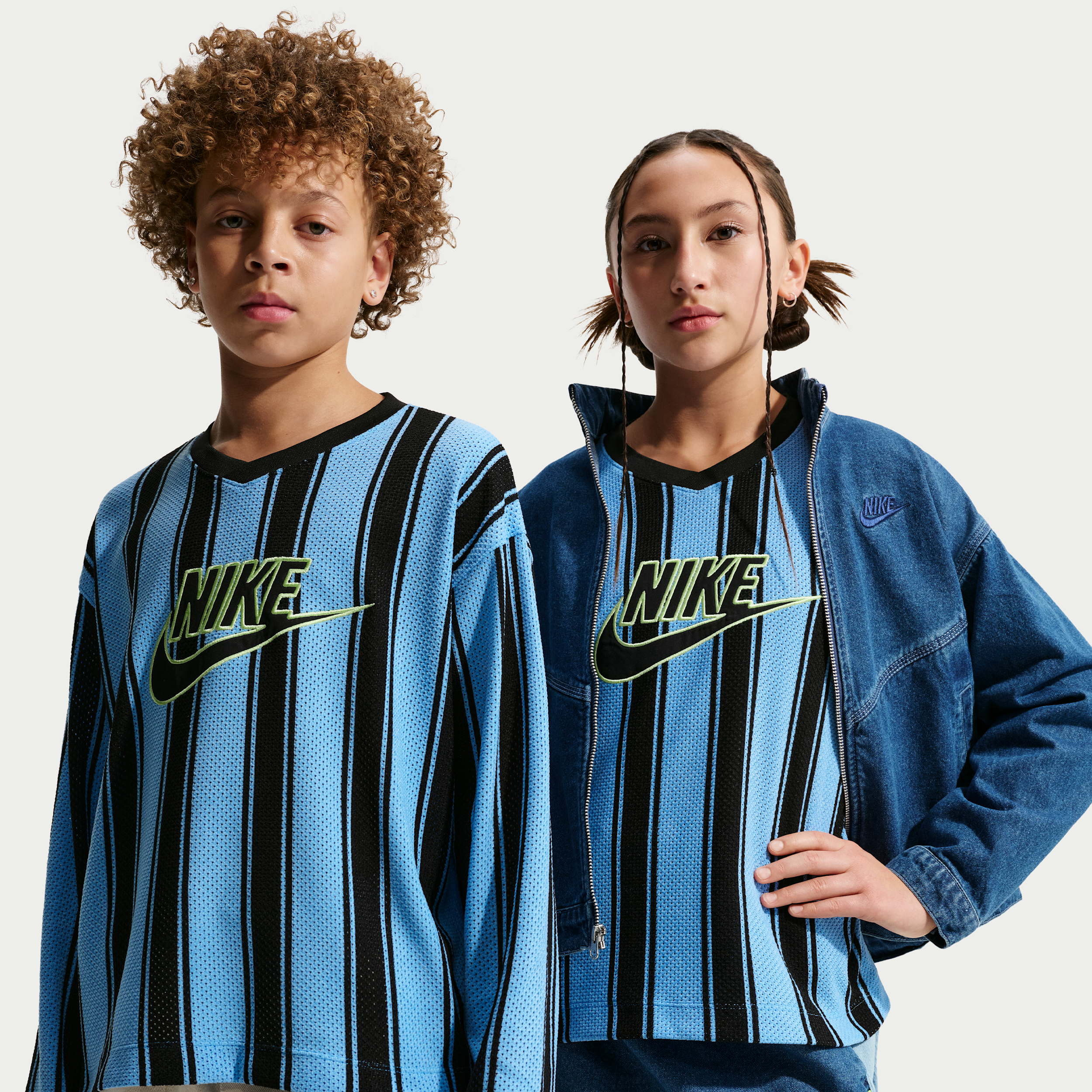 Nike Sportswear Collection Big Kids' Long-Sleeve Mesh Jersey in Blue | IF2304-412