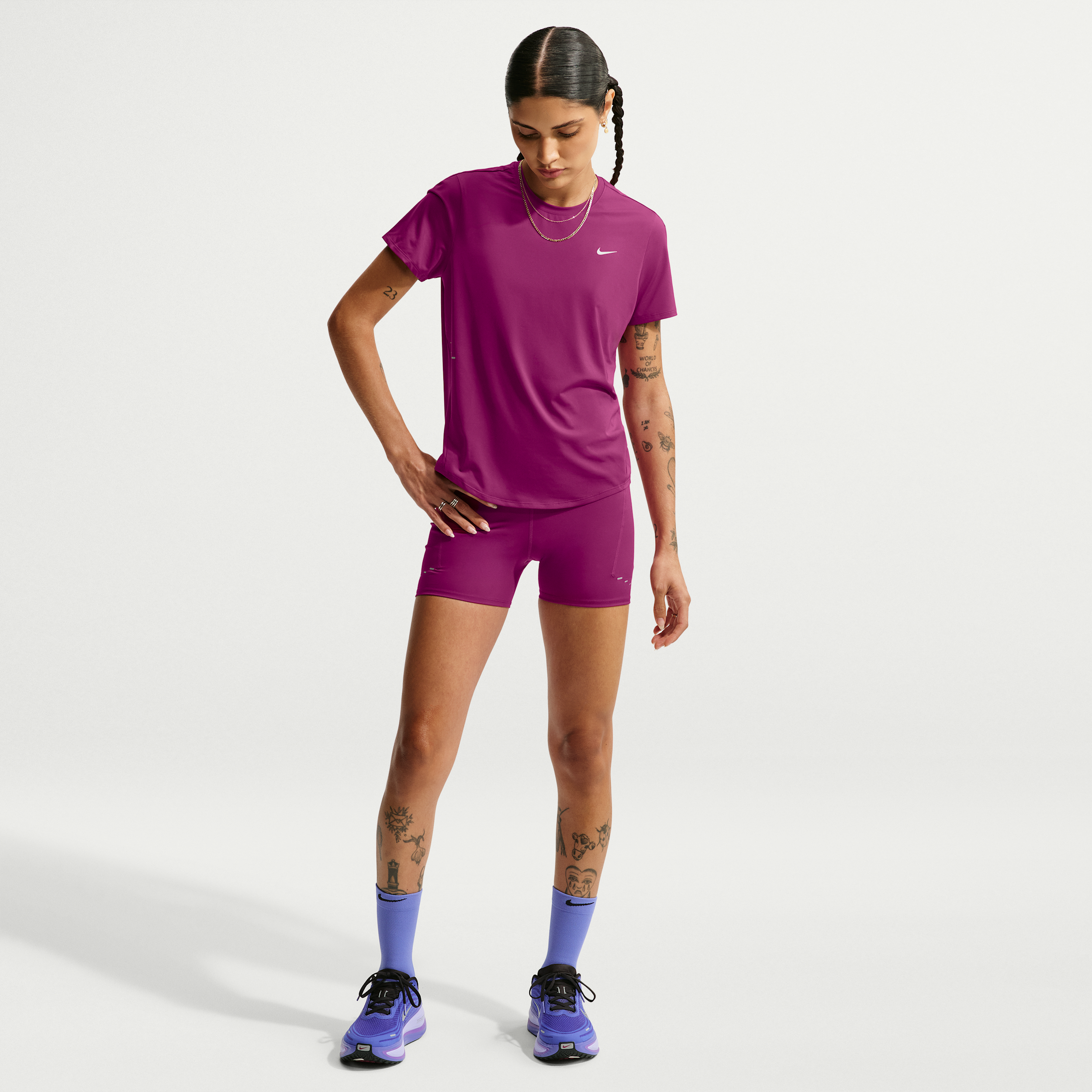 Nike Women's Swift High-Waisted 4" Tight Running Shorts with Pockets in Red | HJ2258-630