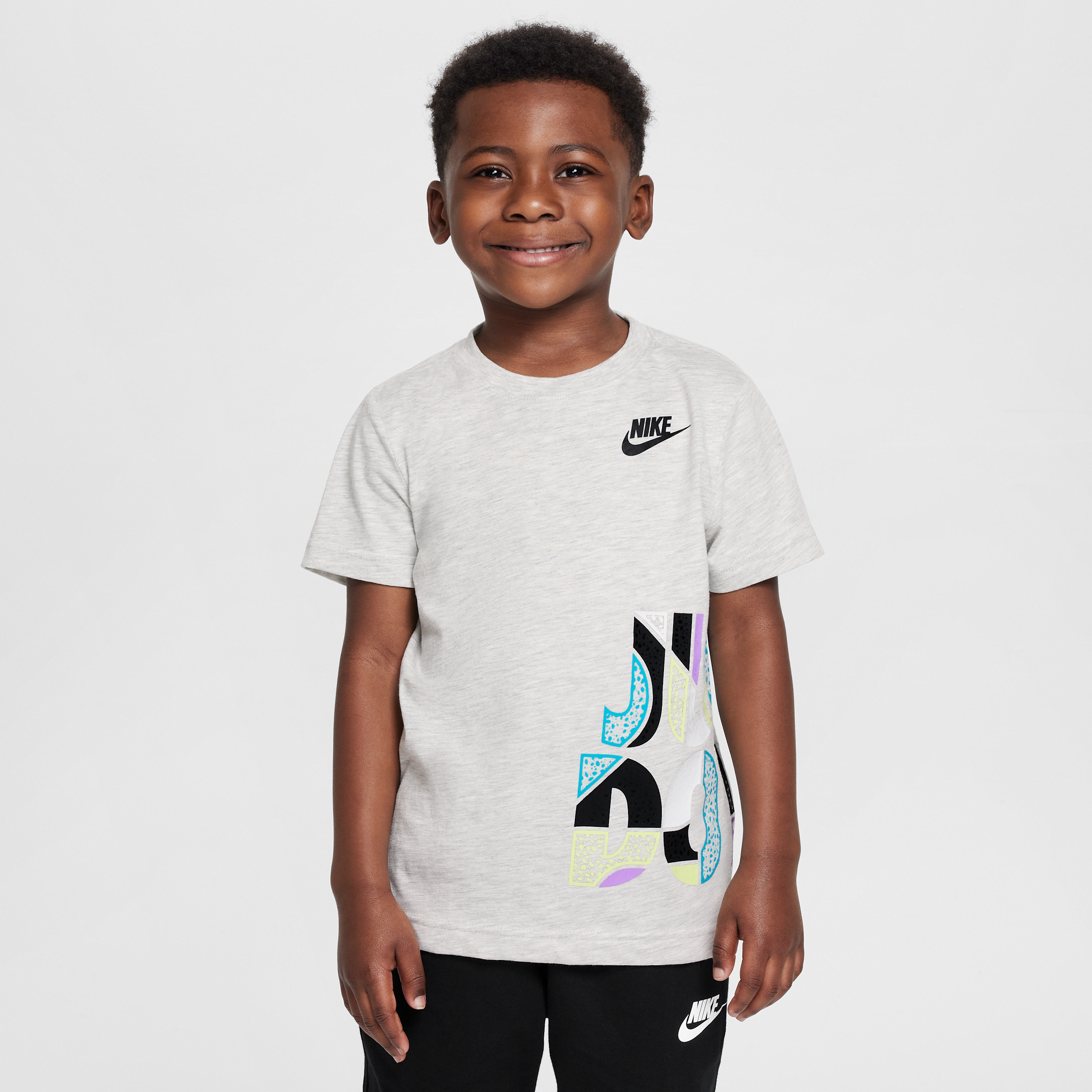 Nike Little Kids' "just Do It" Wrap T-shirt In Grey