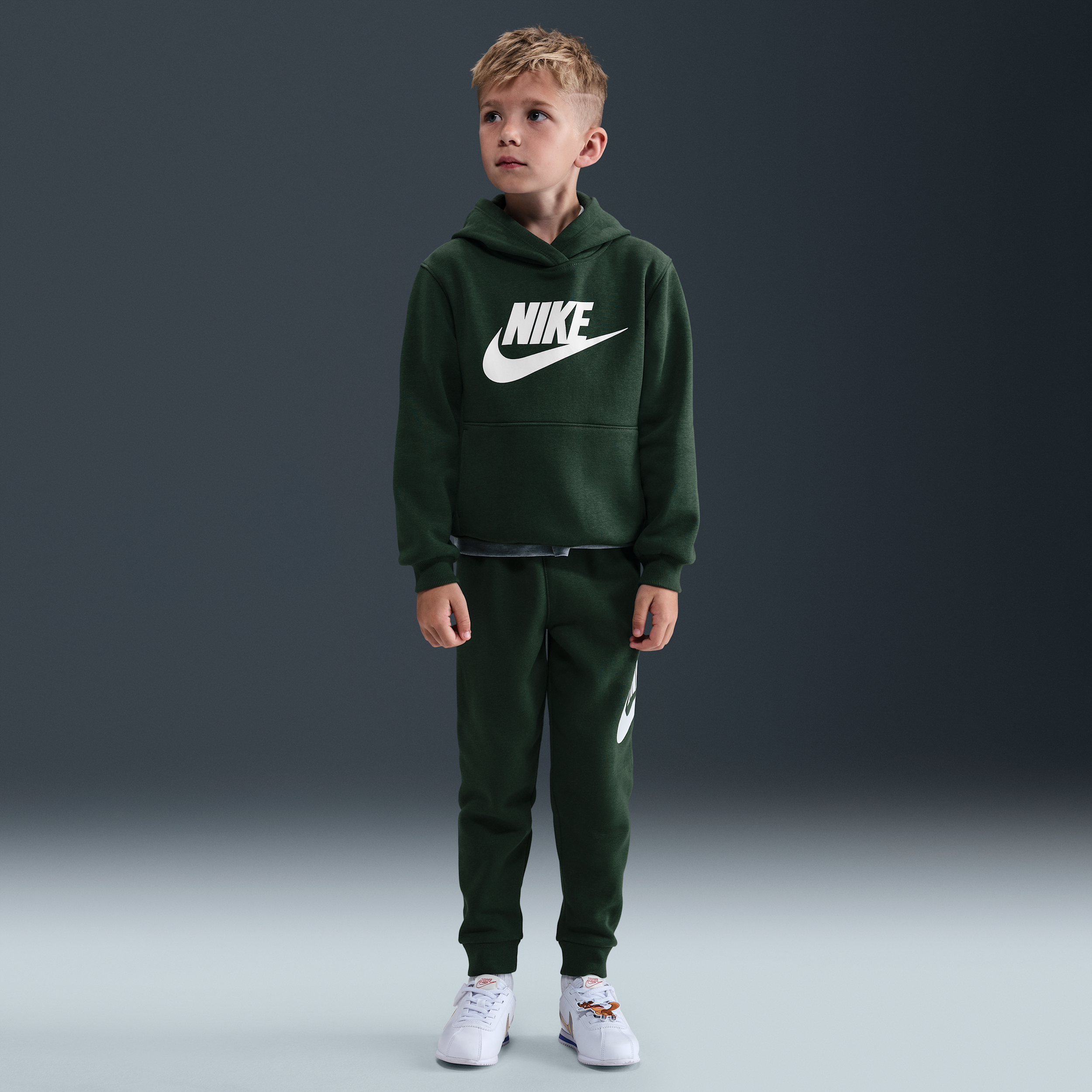 Nike Sportswear Club Fleece Little Kids' Hoodie Set In Green