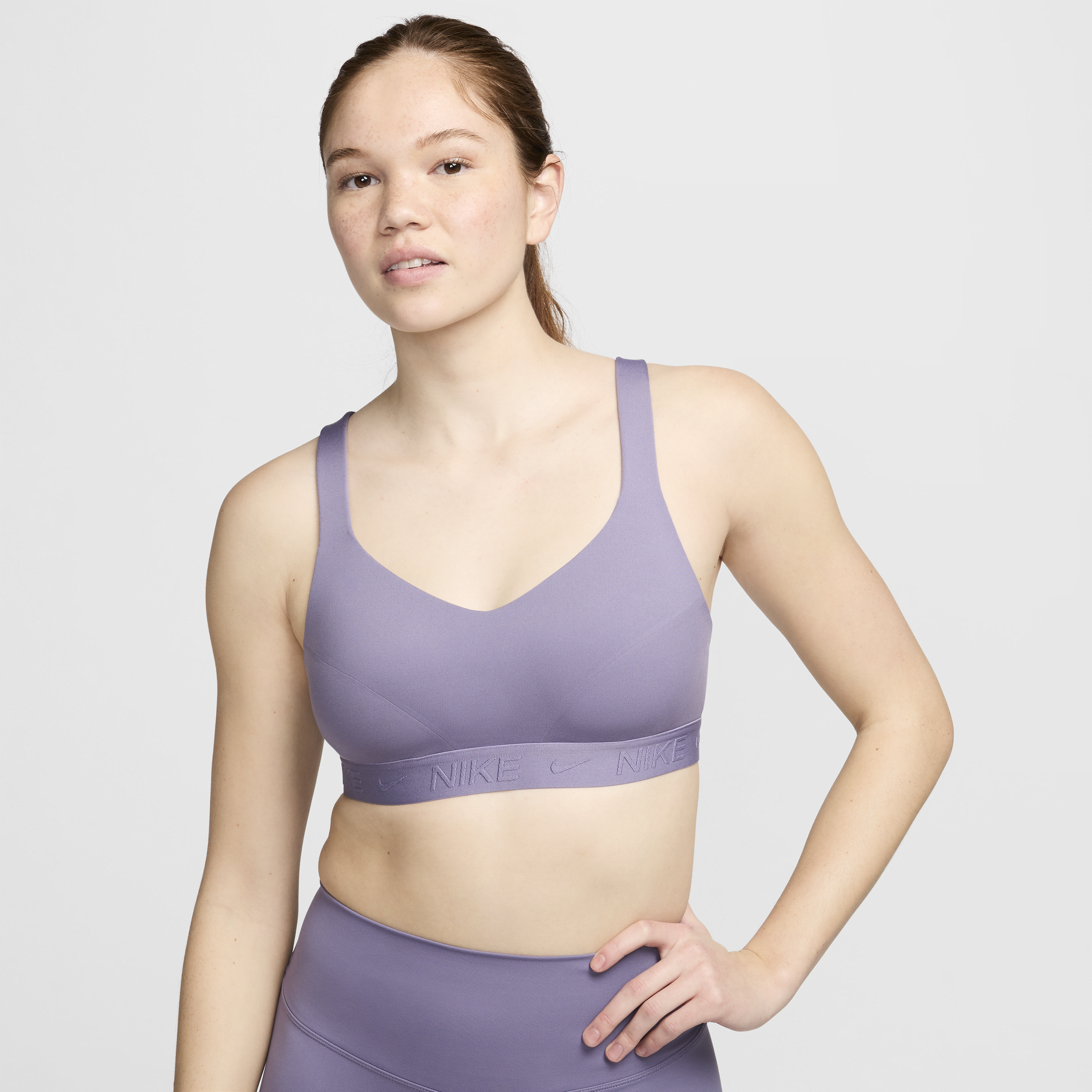Shop Nike Women's Indy High Support Padded Adjustable Sports Bra In Purple