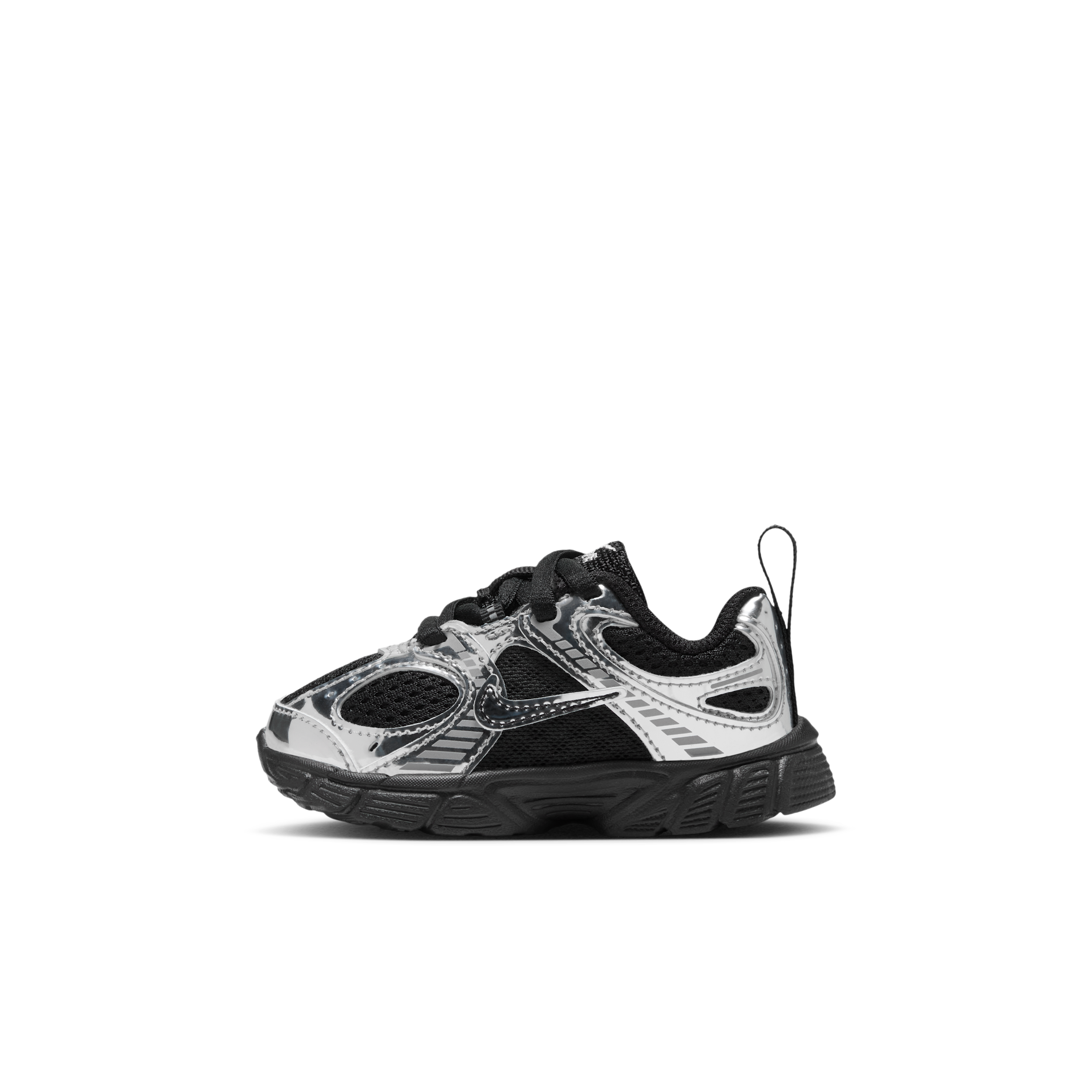 Nike Toddler Boys' and Girls' V5 Rnr Shine Retro Running Metallic Sneakers from Finish Line - Black,Metallic Silver