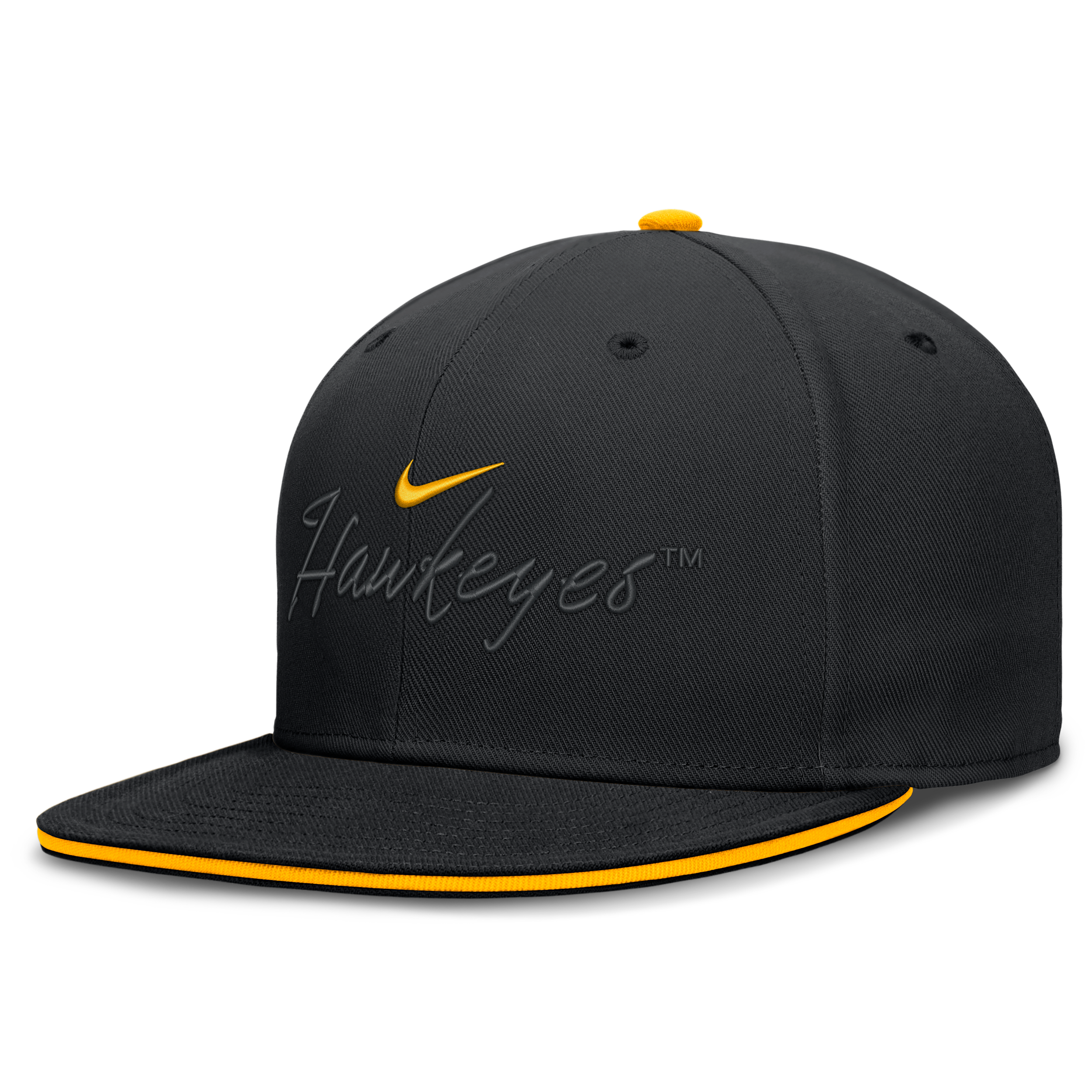 Nike Men's Black Iowa Hawkeyes Dri-fit Primetime Script Fitted Hat - Black