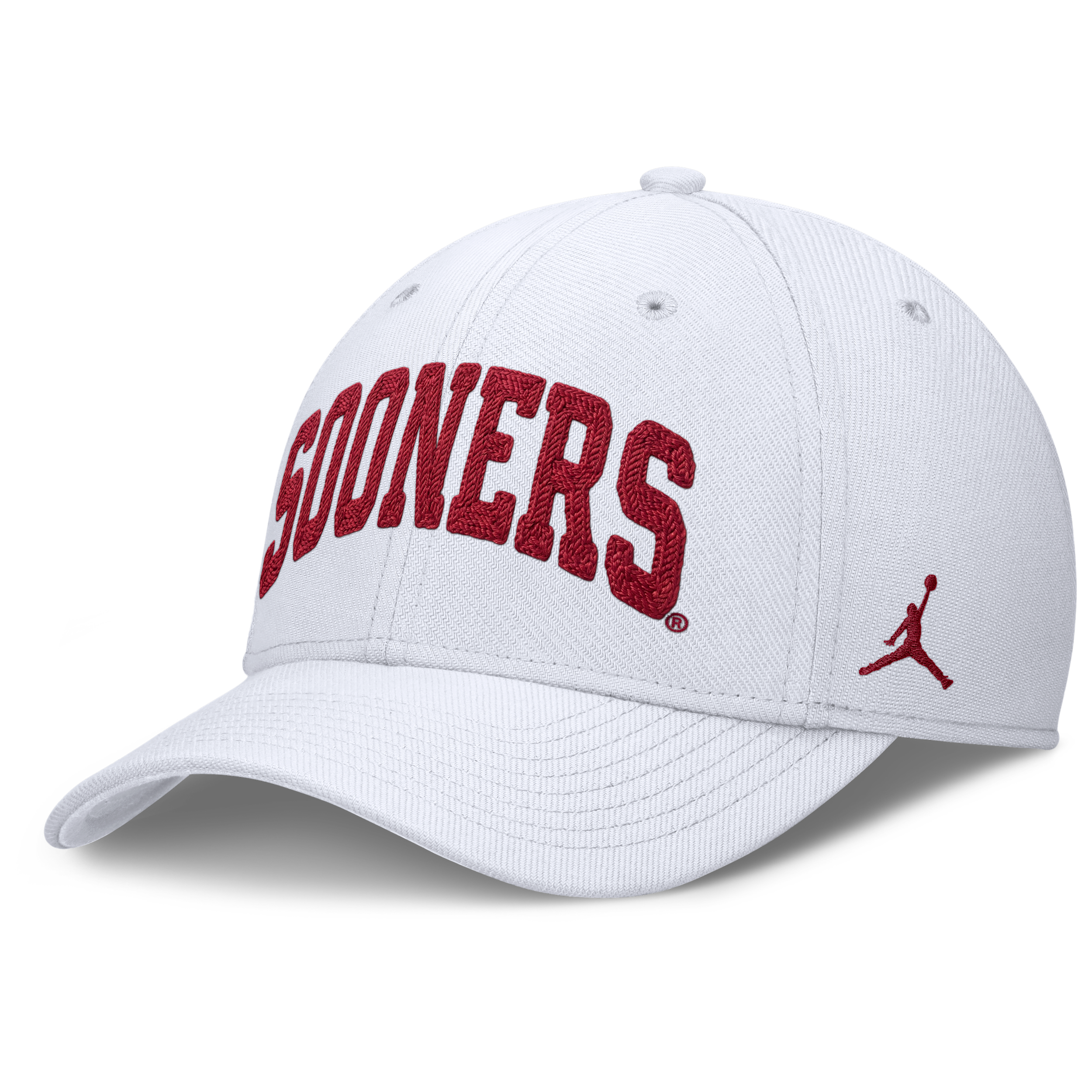Nike Men's Oklahoma Classic Swooshflex Jordan Brand Dri-FIT College Hat in White | JC3A10AOKN-KLK