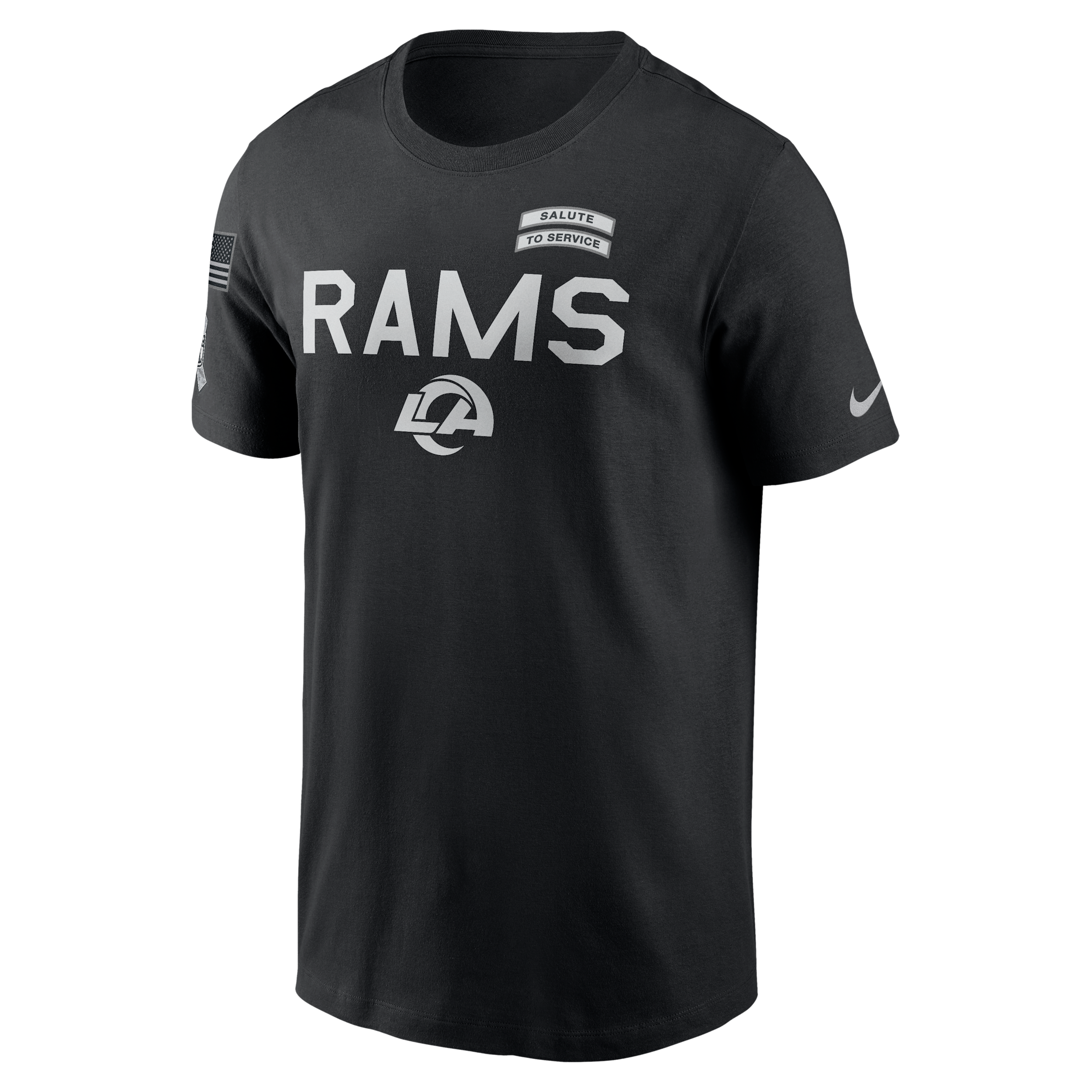 Los Angeles Rams Salute to Service Sideline Nike Men's Dri-FIT NFL T-Shirt in Black | 02ET00AA5B-NKC