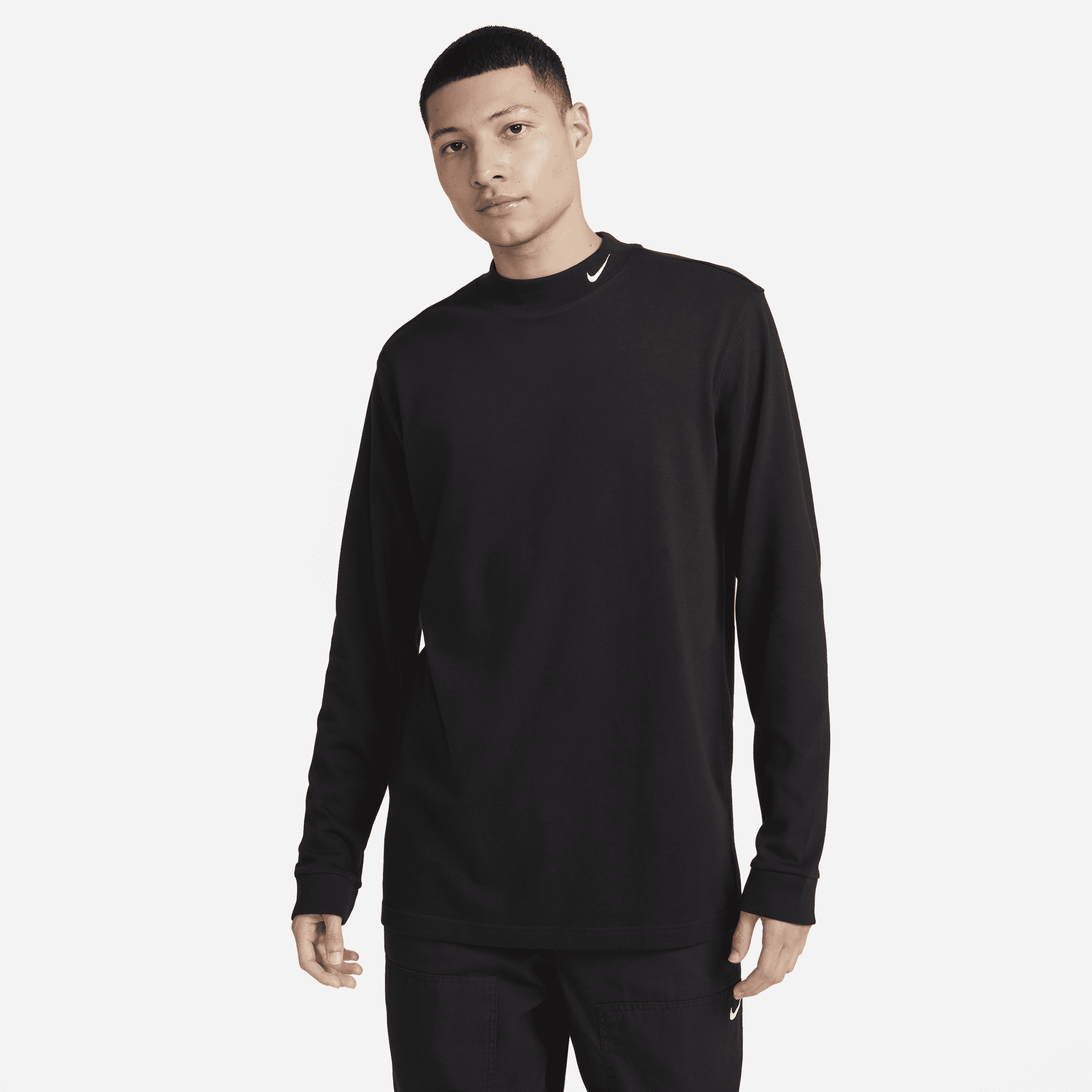 Nike Long Sleeve Mock Neck Shirt In Black