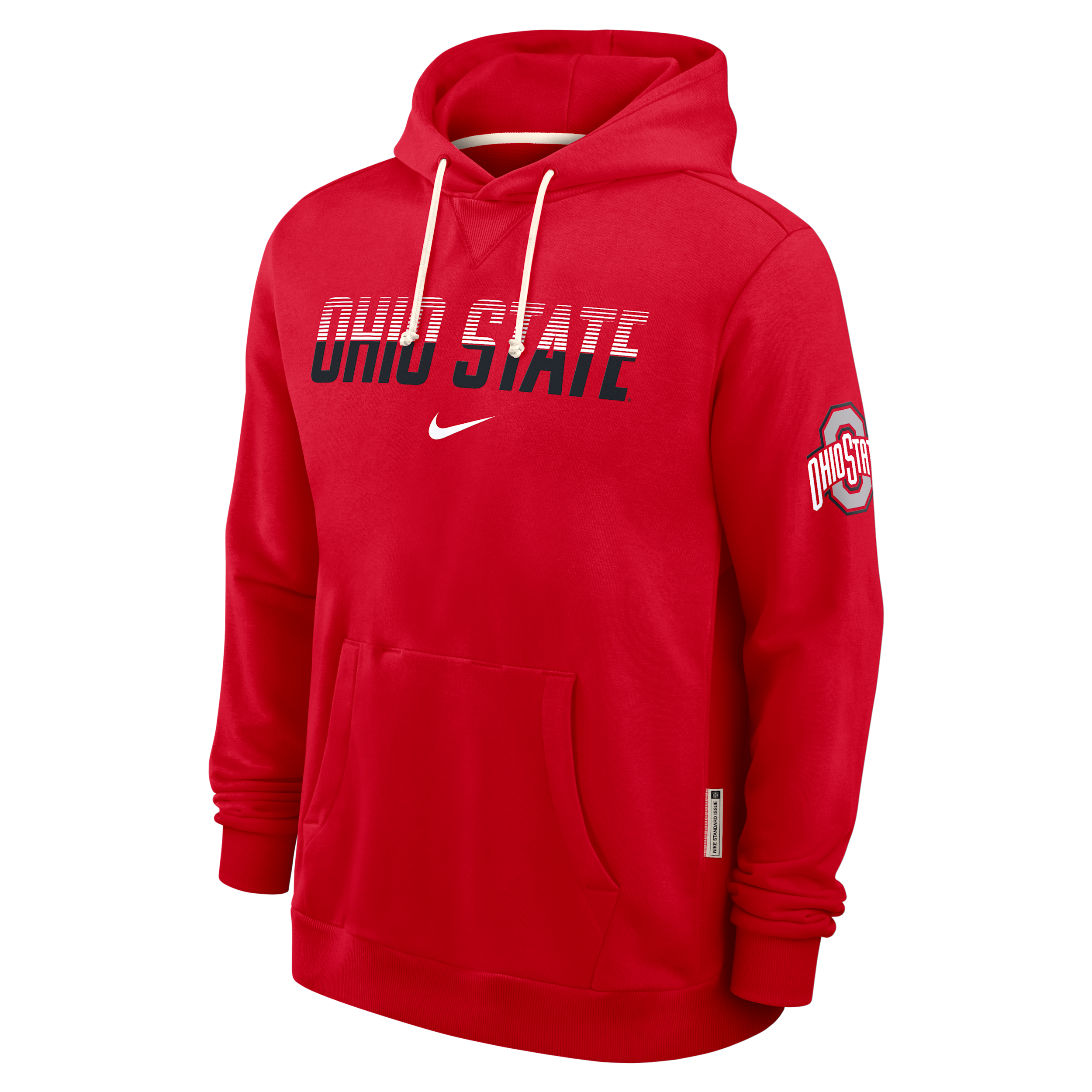 Ohio State Sideline Standard Issue Nike Men's Dri-FIT College Pullover Hoodie in Red | 03AZ65NOH-8DF
