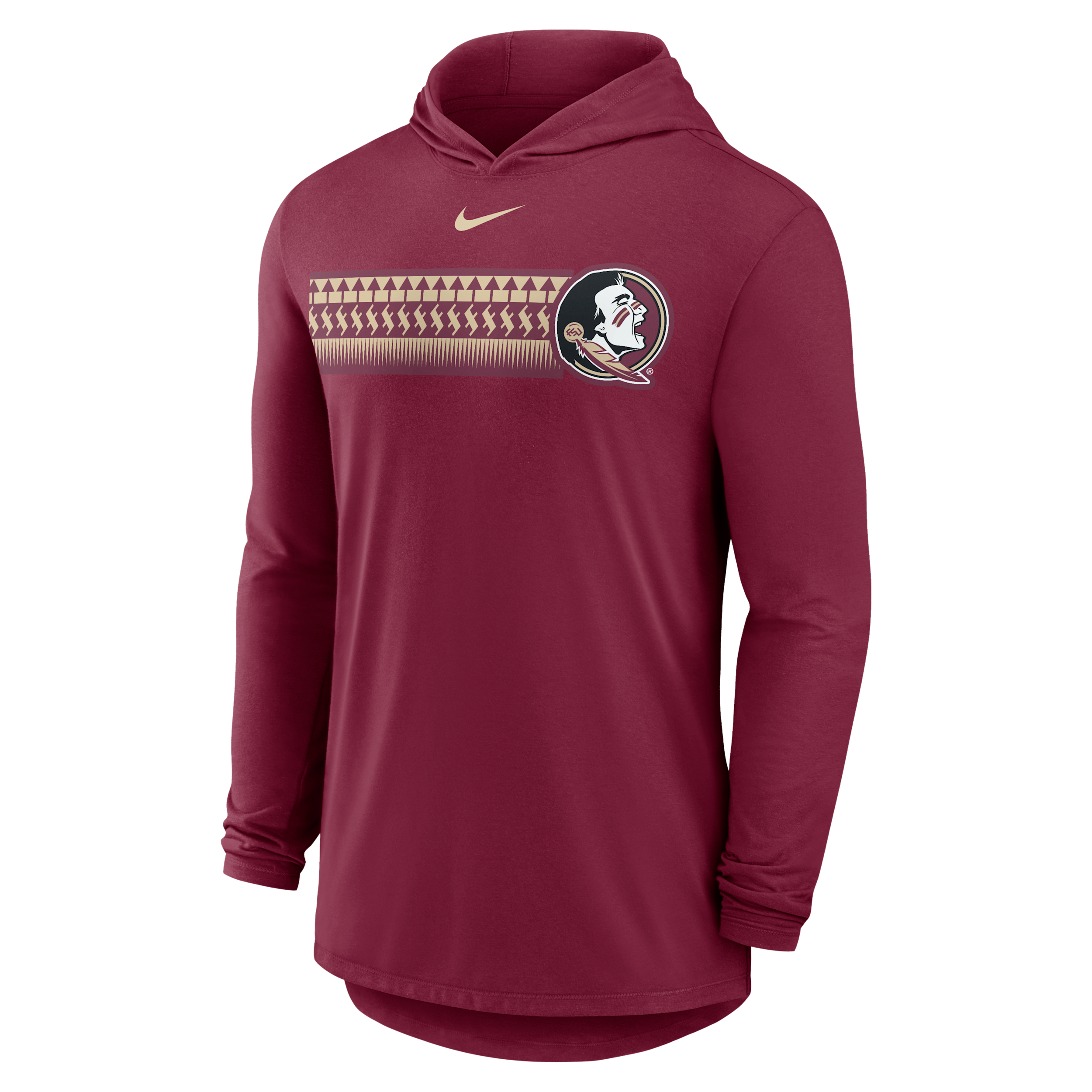 Nike Men's Garnet Florida State Seminoles Primetime Pattern Tri-Blend Dri-fit Long Sleeve Hooded T-Shirt - Garnet