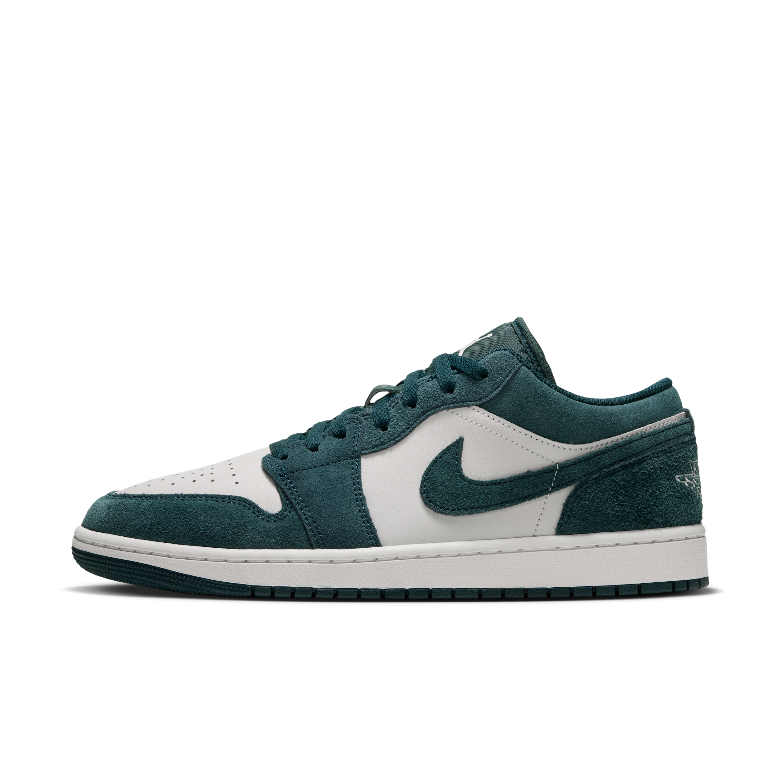 Air Jordan 1 Low Shoes, Men's, M11/W12.5, Midnight Spruce/Lt Orewood Brn-Pale Ivory