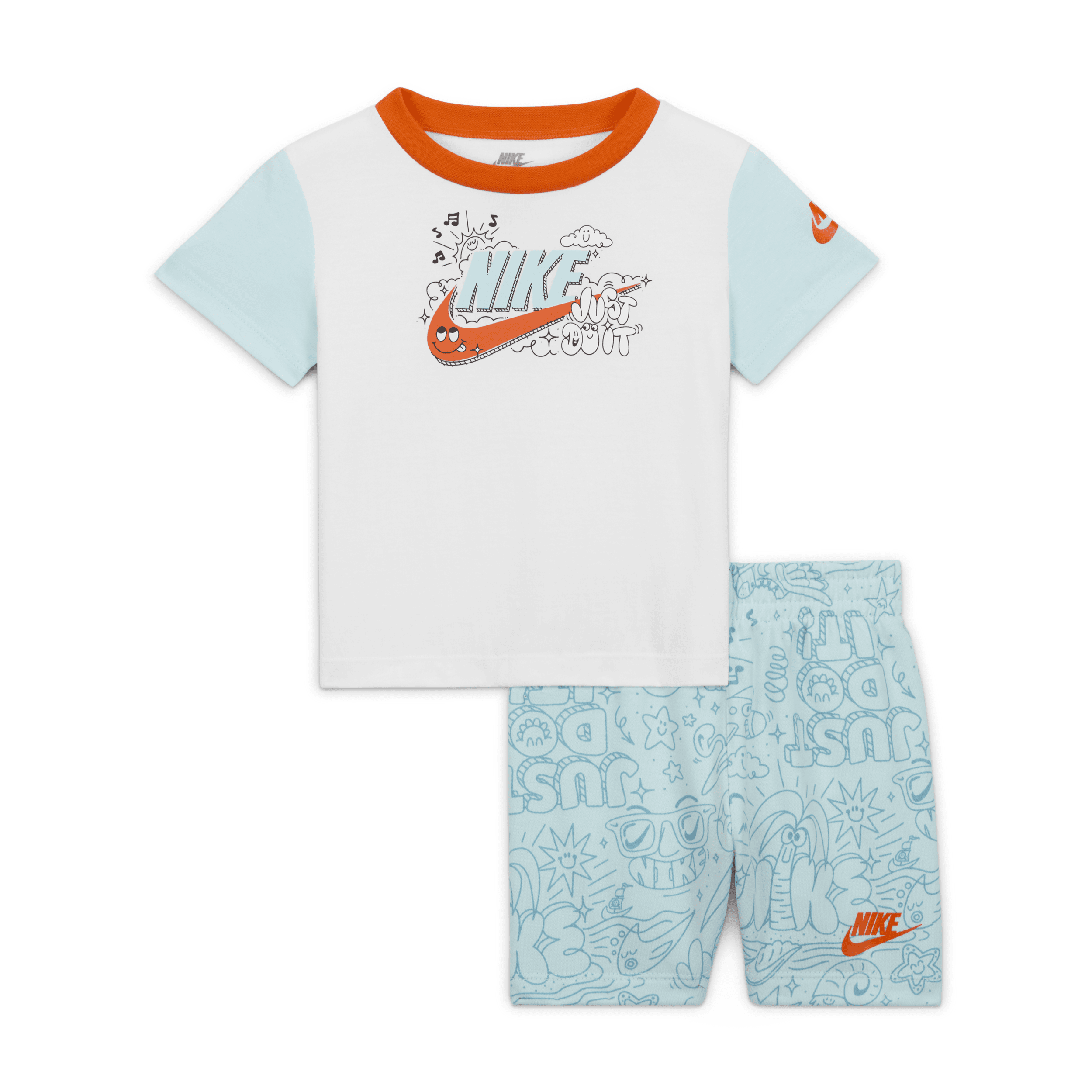 Shop Nike Sportswear Create Your Own Adventure Baby (12-24m) T-shirt And Shorts Set In Blue